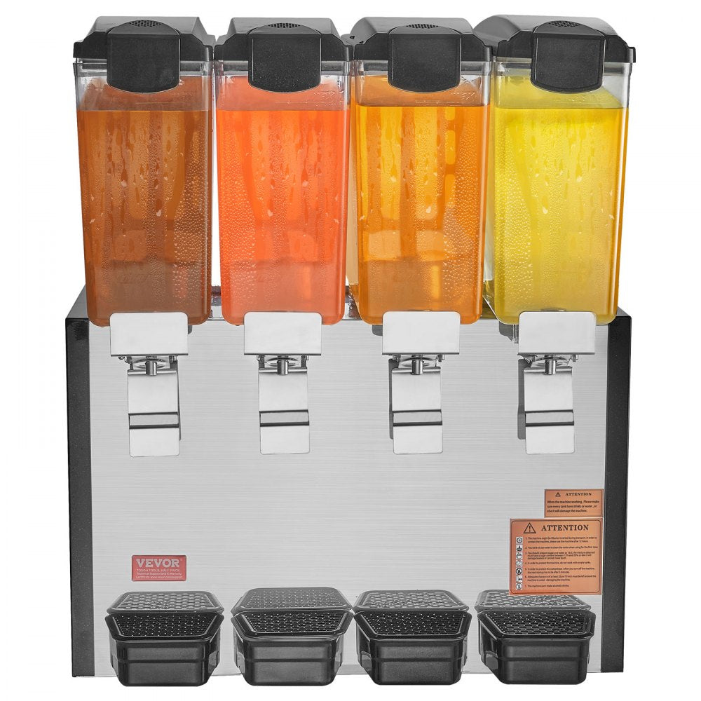 VEVOR Commercial Beverage Dispenser 10L x 4 Tanks Cold Juice Ice Drink Dispenser 