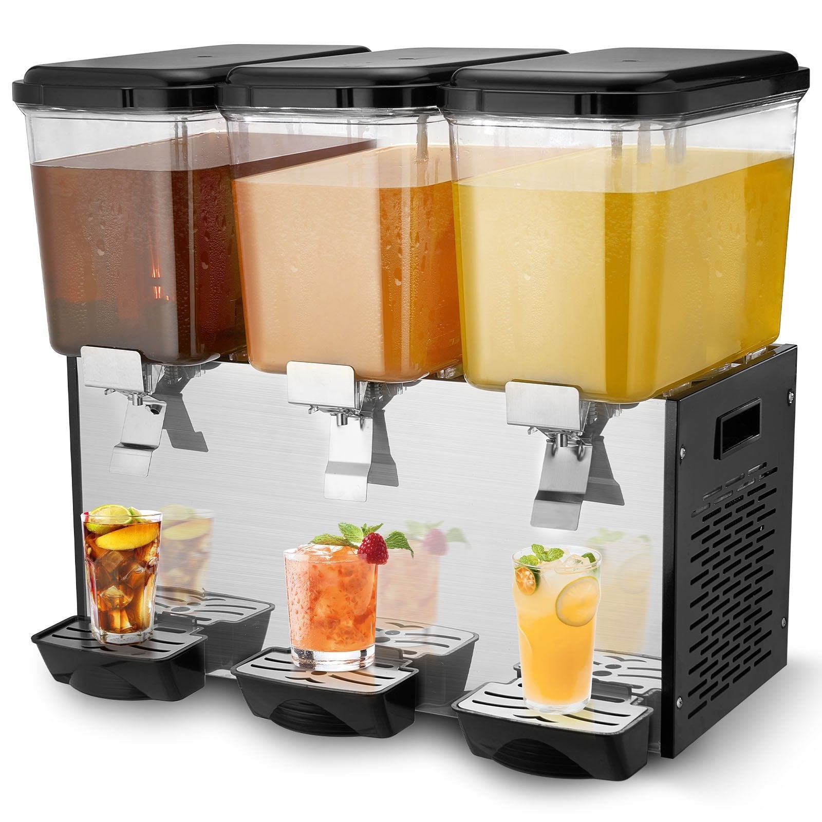 VEVOR Commercial Beverage Dispenser 18L x 3 Tanks Cold Juice Ice Drink Dispenser 
