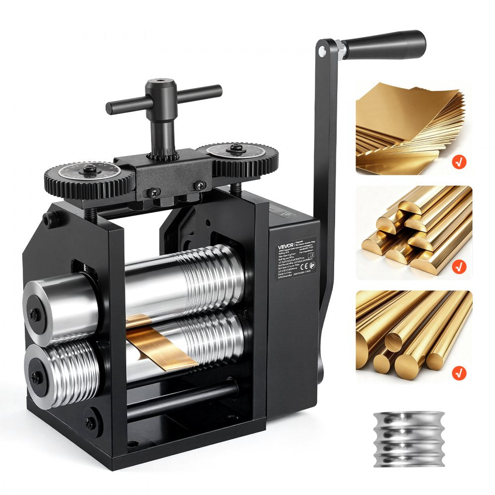 4-in-1 Manual Jewelry Rolling Mill – Flat, Round, Square & Half-Round Metal Roller