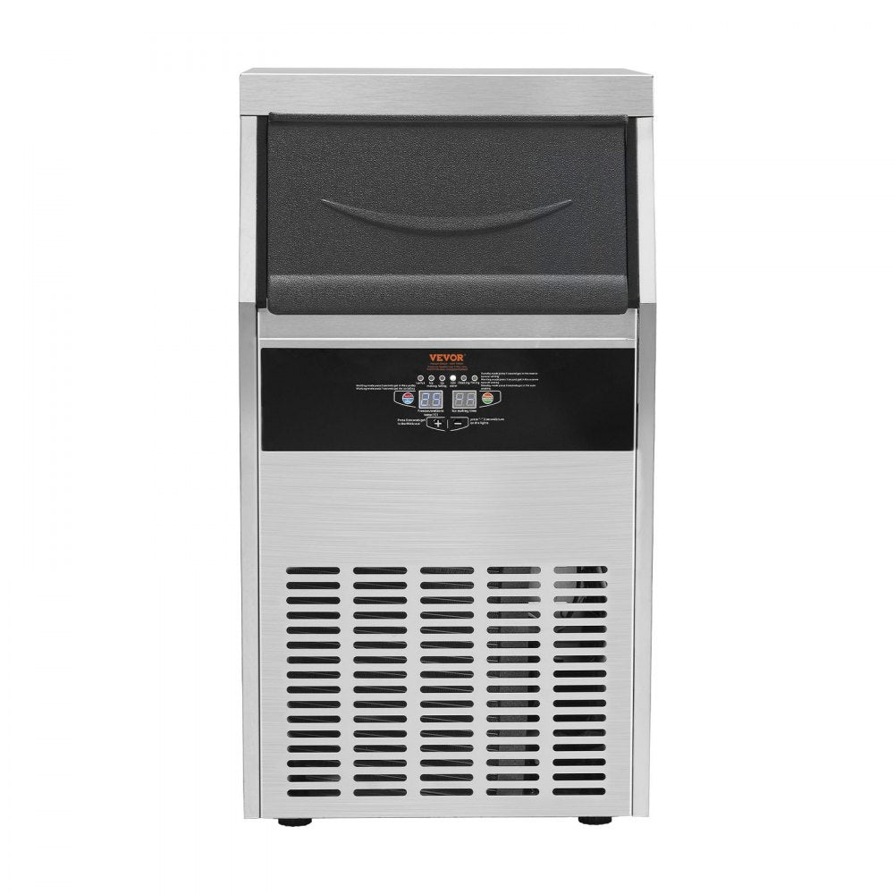 VEVOR Commercial Ice Maker, 140lbs/24H, Ice Maker Machine, 60 Ice Cubes in 12-15 Minutes, Freestanding Cabinet Ice Maker with 33lbs Storage Capacity LED Digital Display, for Bar Home Office Restaurant 
