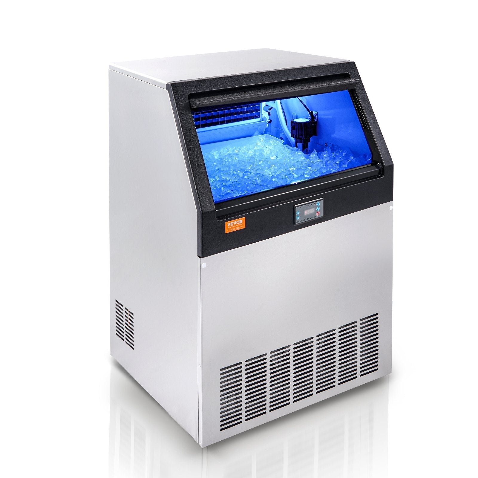VEVOR Commercial Ice Maker, 160lbs/24H, Ice Maker Machine, 80 Ice Cubes in 12-15 Minutes, Freestanding Cabinet Ice Maker with 66lbs Storage Capacity LED Digital Display, for Bar Home Office Restaurant 