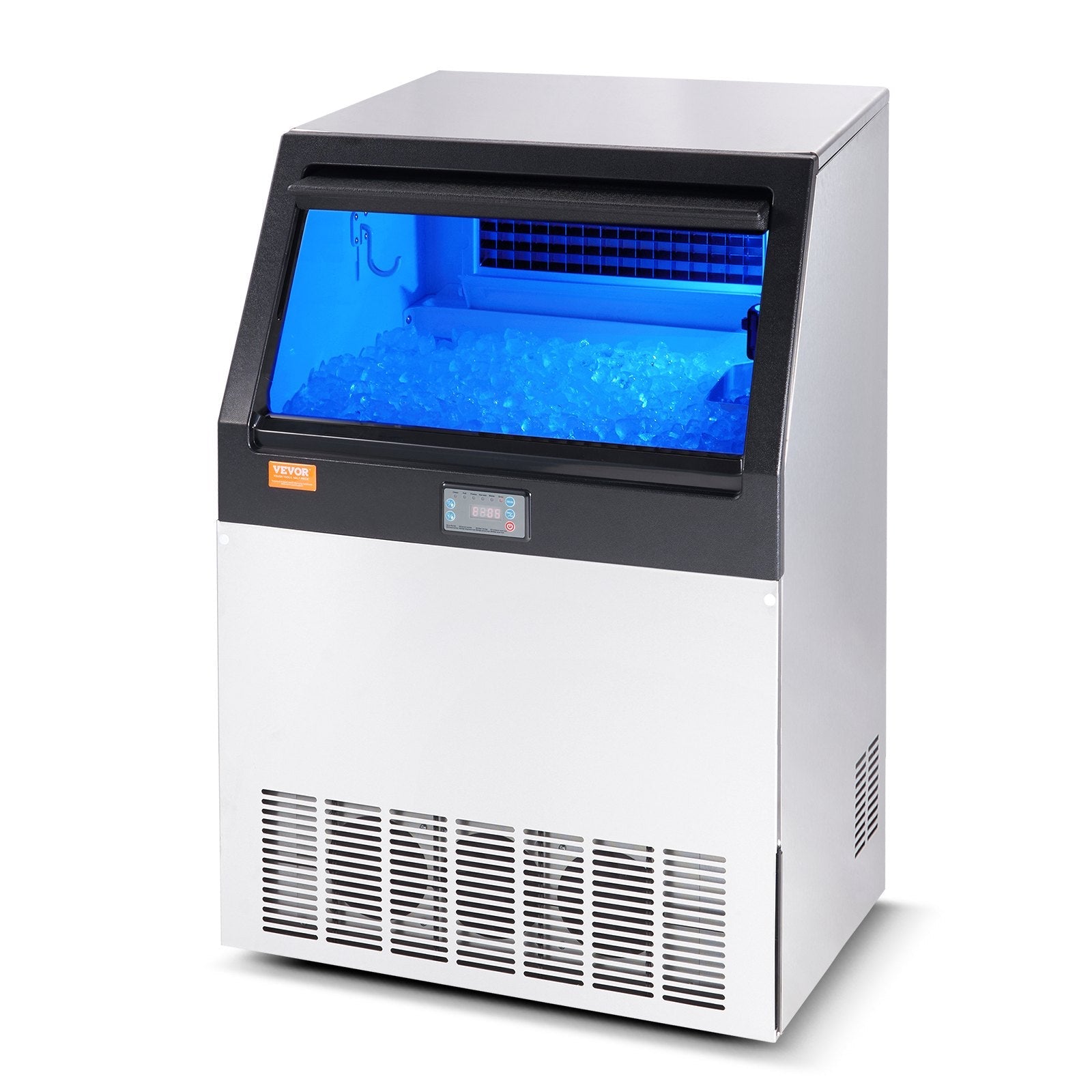 VEVOR Commercial Ice Maker, 160lbs/24H, Ice Maker Machine, 80 Ice Cubes in 12-15 Minutes, Freestanding Cabinet Ice Maker with 66lbs Storage Capacity LED Digital Display, for Bar Home Office Restaurant 