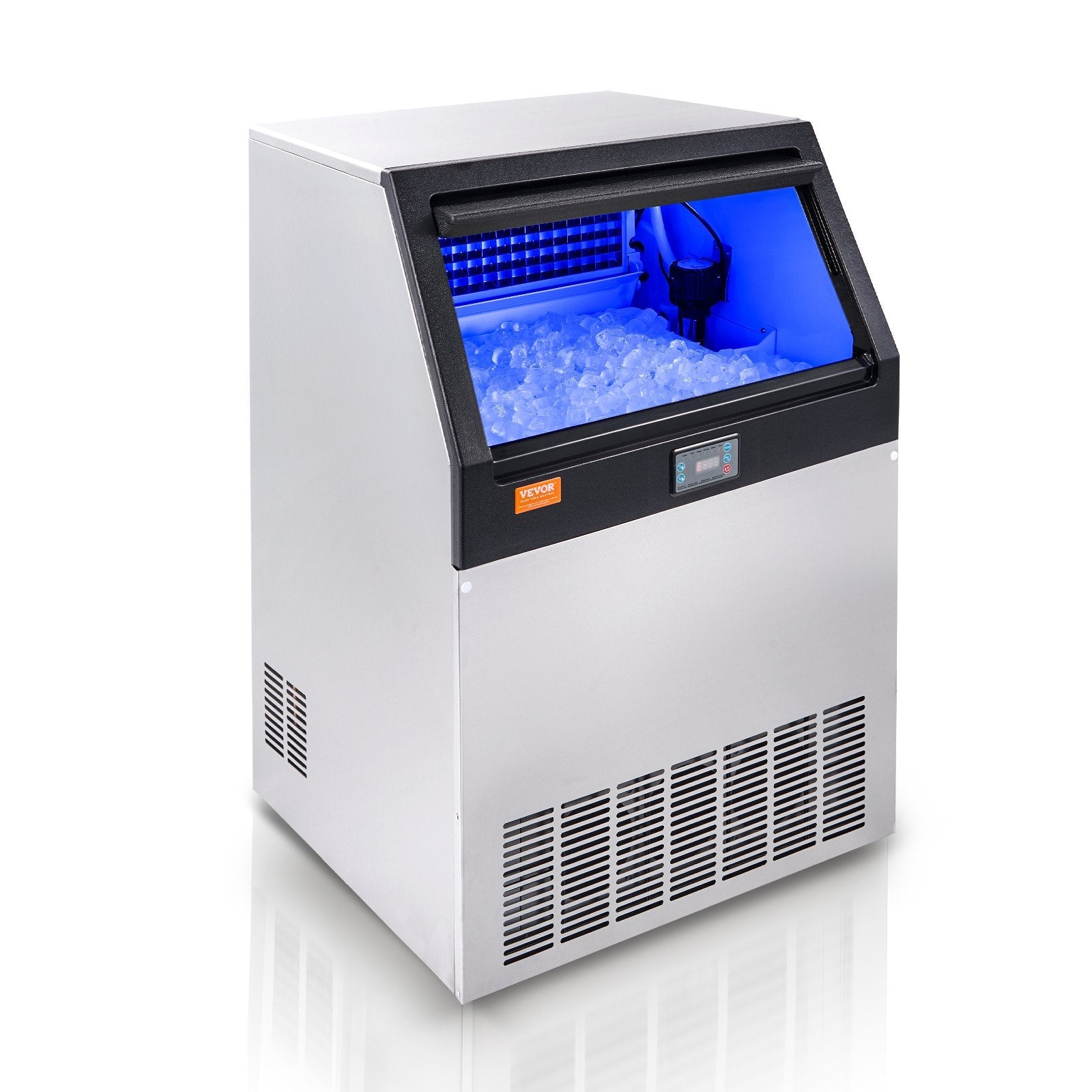 VEVOR Commercial Ice Maker, 200lbs/24H, Ice Maker Machine, 90 Ice Cubes in 12-15 Minutes, Freestanding Cabinet Ice Maker with 66lbs Storage Capacity LED Digital Display, for Bar Home Office Restaurant 