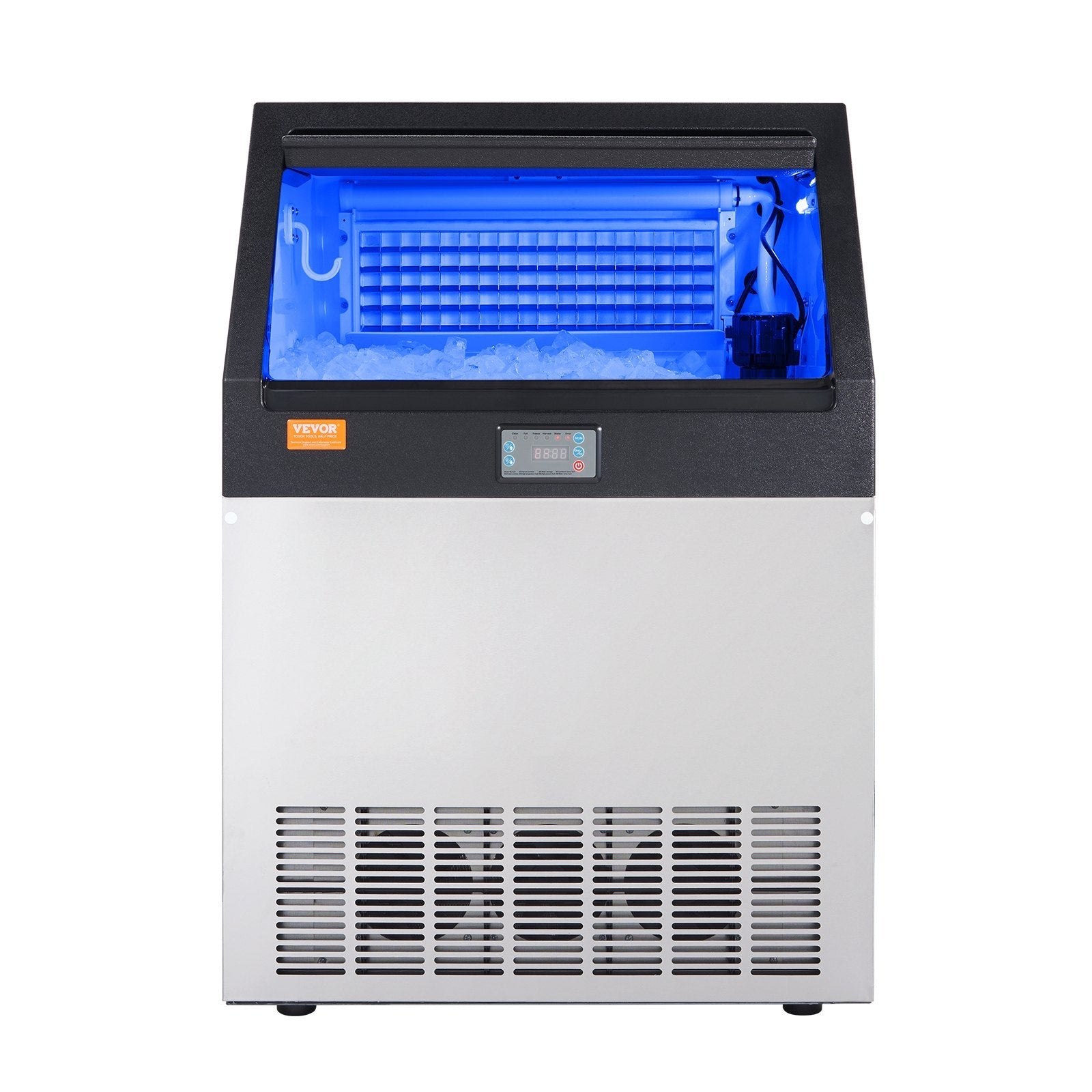 VEVOR Commercial Ice Maker, 200lbs/24H, Ice Maker Machine, 90 Ice Cubes in 12-15 Minutes, Freestanding Cabinet Ice Maker with 66lbs Storage Capacity LED Digital Display, for Bar Home Office Restaurant 