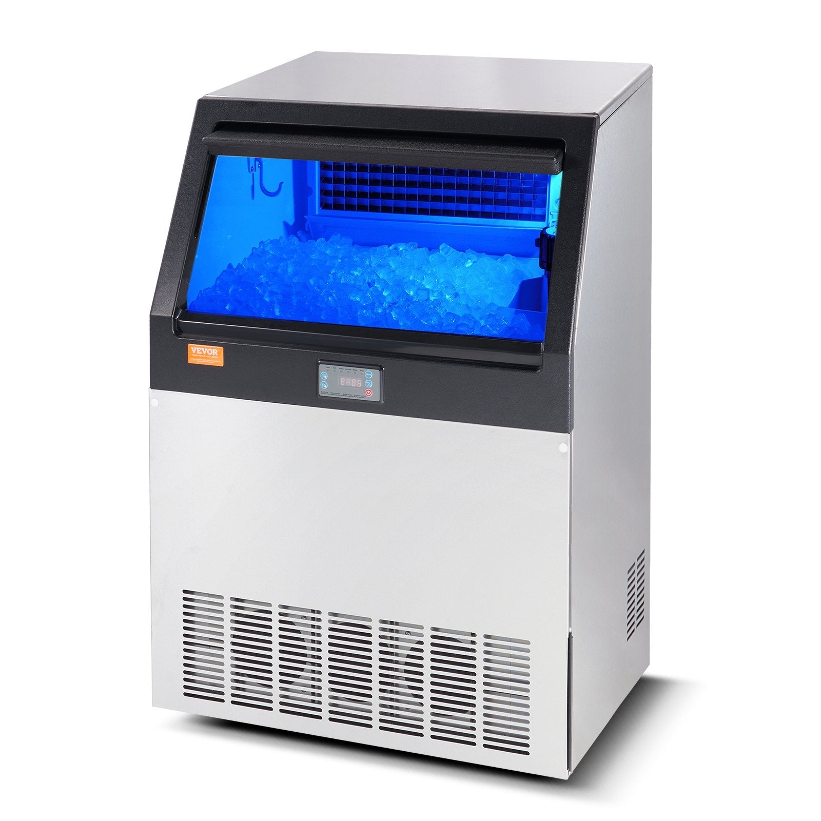 VEVOR Commercial Ice Maker, 200lbs/24H, Ice Maker Machine, 90 Ice Cubes in 12-15 Minutes, Freestanding Cabinet Ice Maker with 66lbs Storage Capacity LED Digital Display, for Bar Home Office Restaurant 