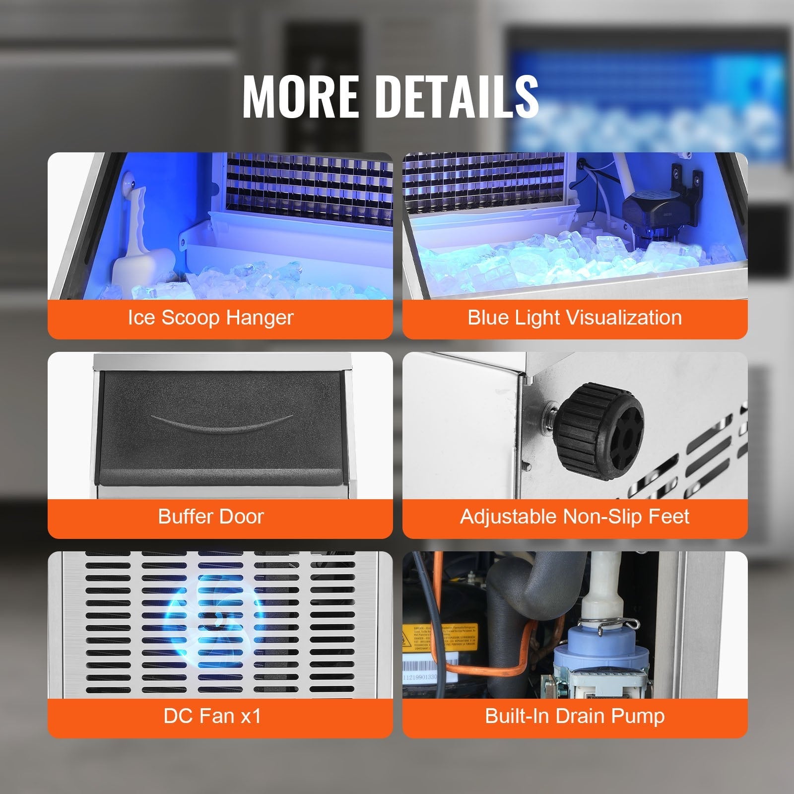 VEVOR Commercial Ice Maker, 330lbs/24H, Ice Maker Machine, 126 Ice Cubes in 12-15 Minutes, Freestanding Cabinet Ice Maker with 88lbs Storage Capacity LED Digital Display, for Bar Home Restaurant 