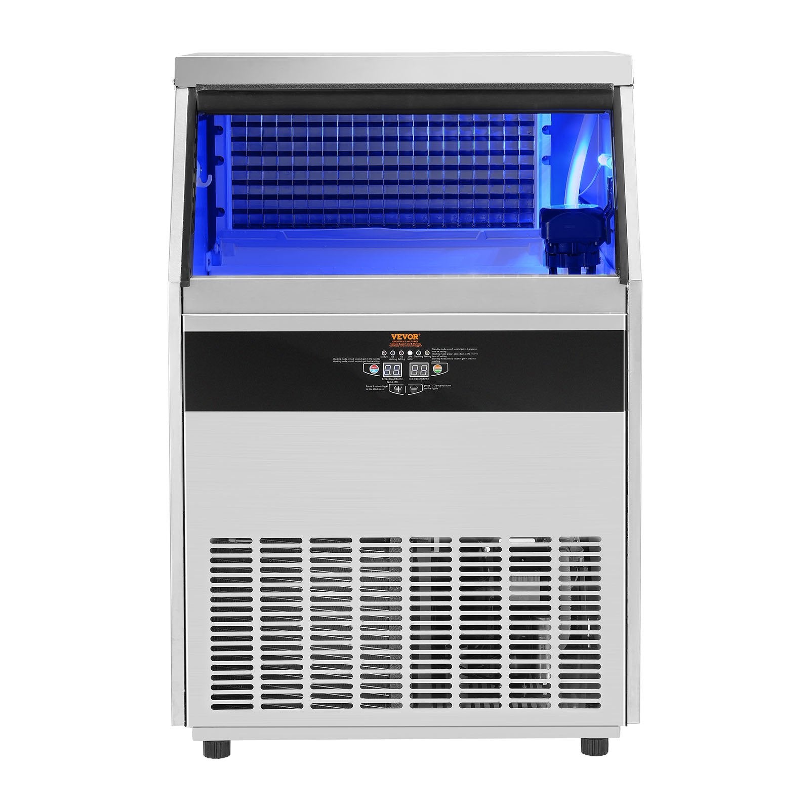 VEVOR Commercial Ice Maker, 330lbs/24H, Ice Maker Machine, 126 Ice Cubes in 12-15 Minutes, Freestanding Cabinet Ice Maker with 88lbs Storage Capacity LED Digital Display, for Bar Home Restaurant 