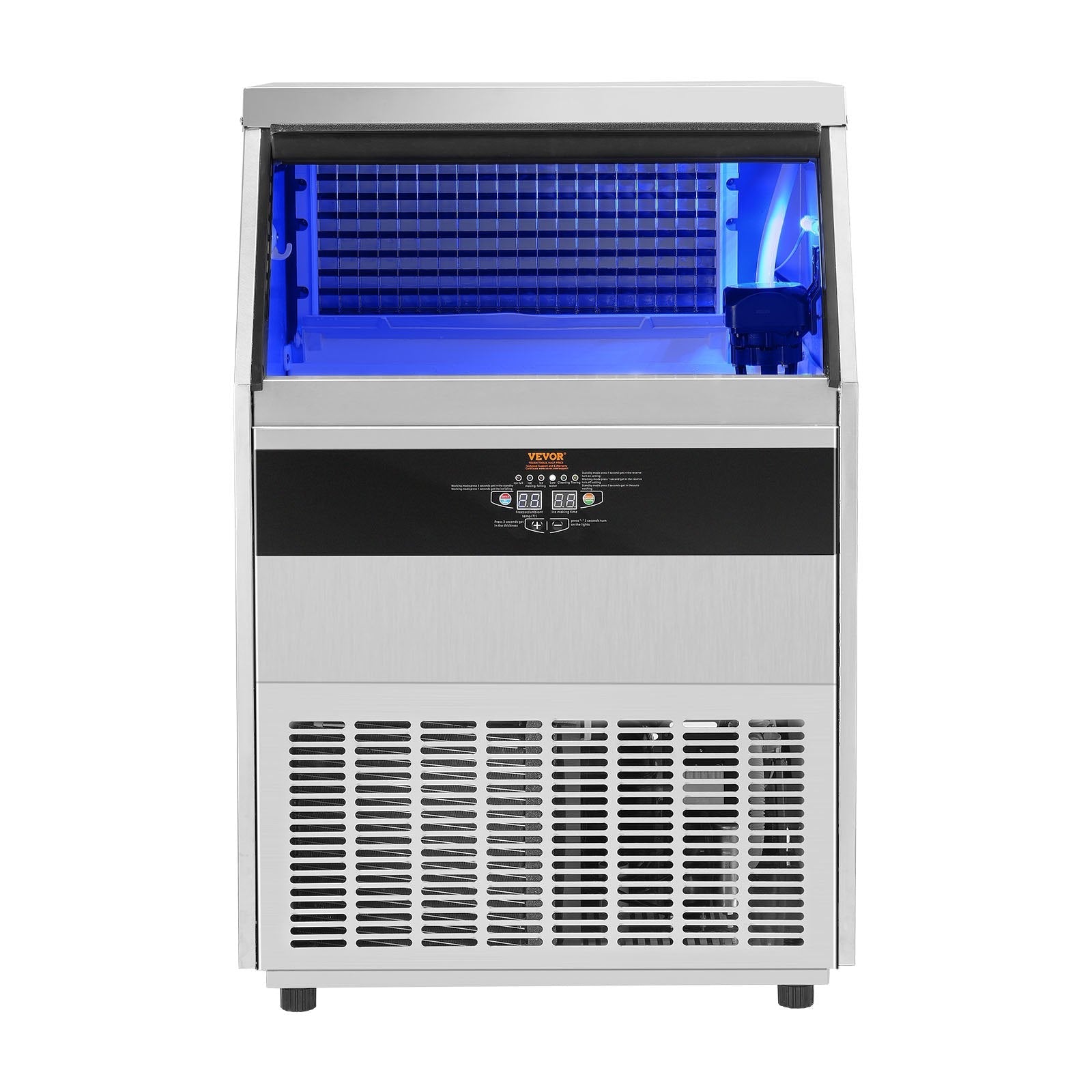 VEVOR Commercial Ice Maker, 450lbs/24H, Ice Maker Machine, 160 Ice Cubes in 12-15 Minutes, Freestanding Cabinet Ice Maker with 130lbs Storage Capacity LED Digital Display, for Bar Home Office Restaura 