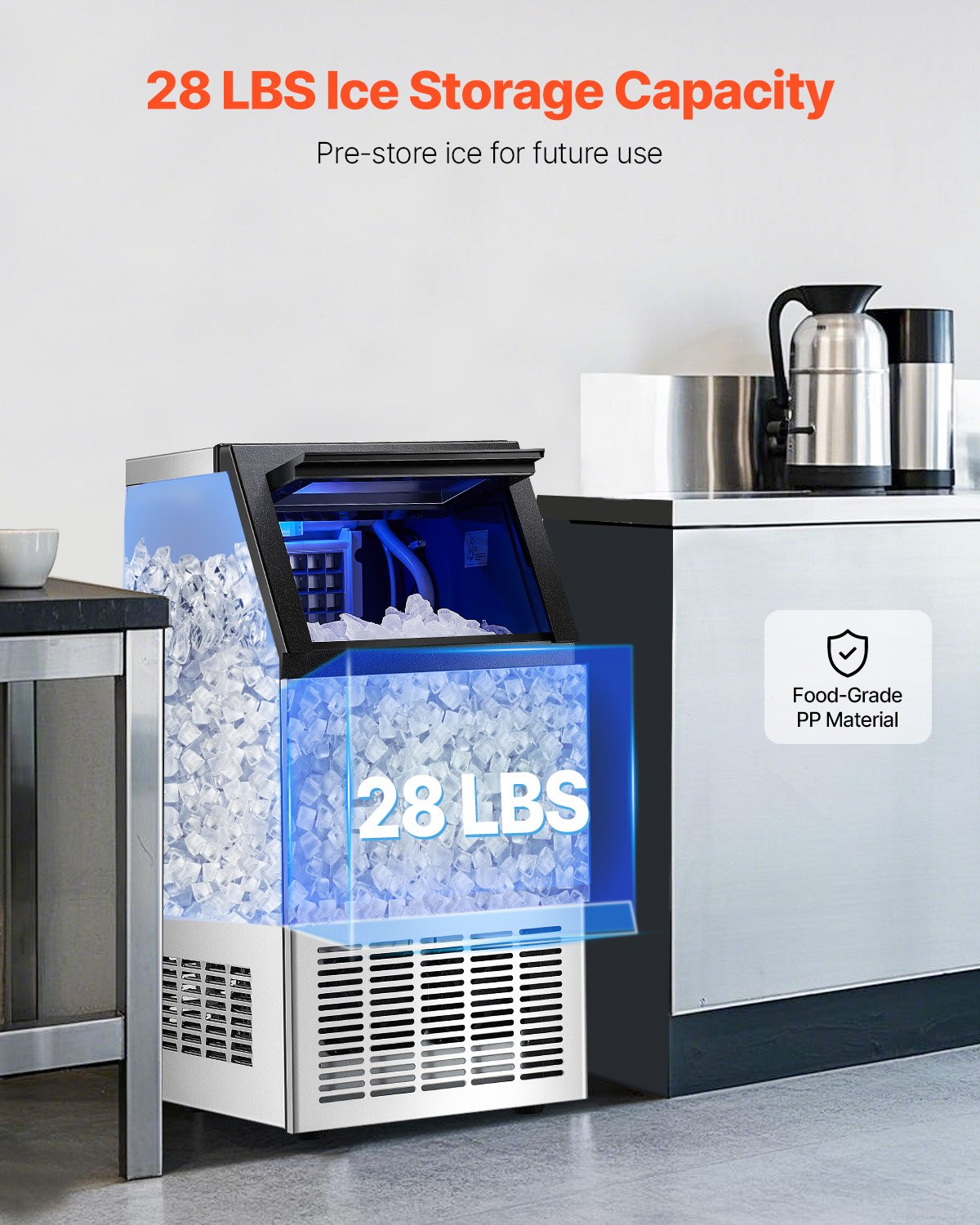 VEVOR Commercial Ice Maker Freestanding Cabinet Machine 80lbs/24H 36 Ice Cubes 