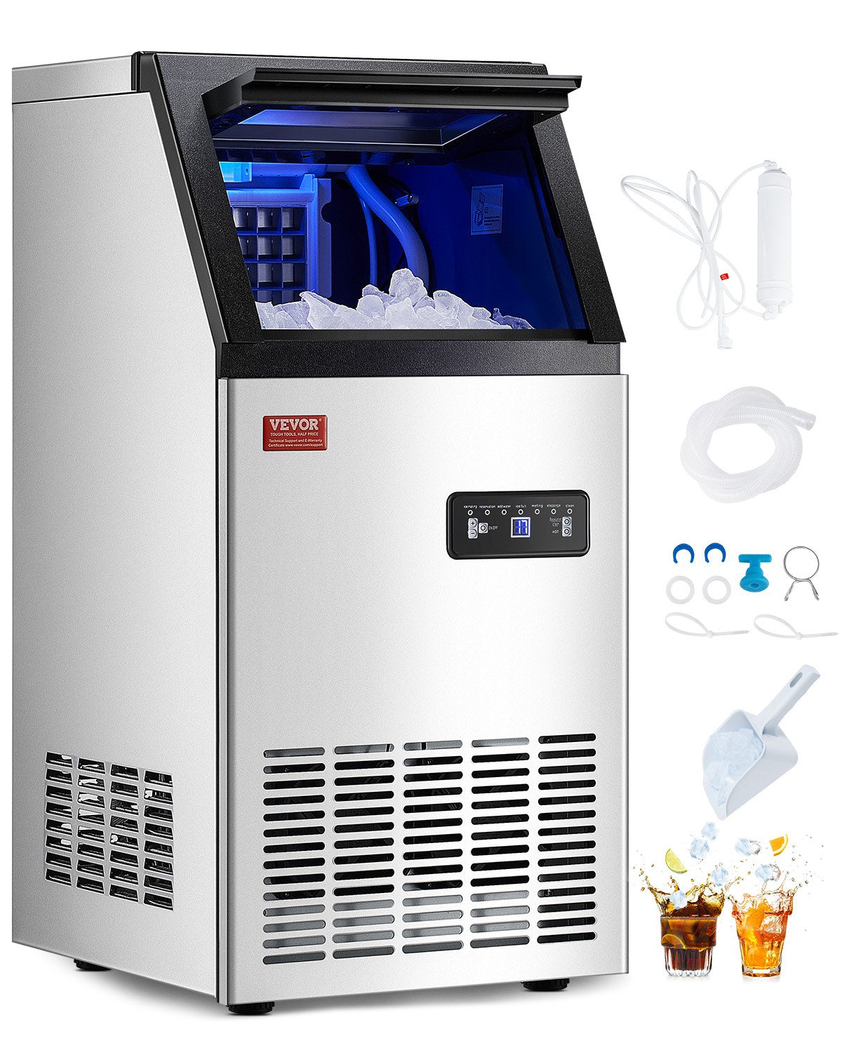 VEVOR Commercial Ice Maker Freestanding Cabinet Machine 80lbs/24H 36 Ice Cubes 