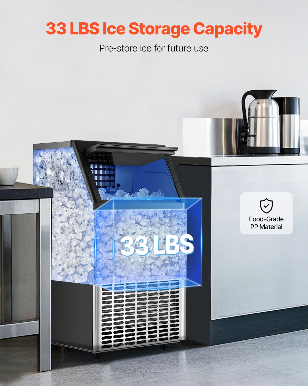 VEVOR Commercial Ice Maker Freestanding Cabinet Machine 100lbs/24H 45 Ice Cubes 
