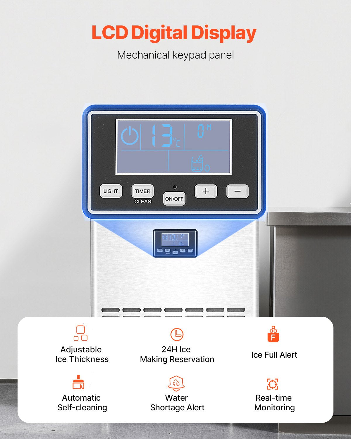 VEVOR Commercial Ice Maker Freestanding Cabinet Machine 100lbs/24H 45 Ice Cubes 
