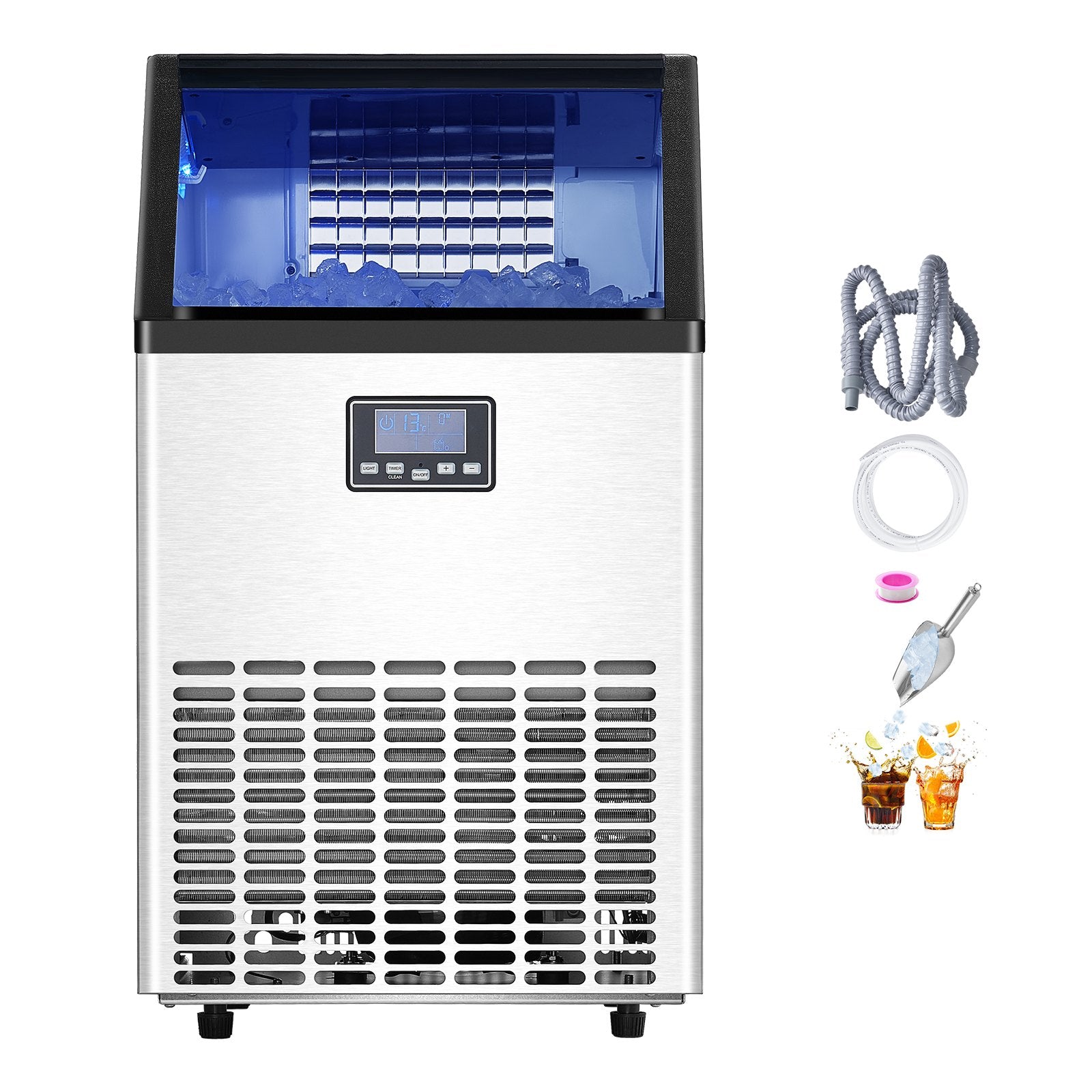 VEVOR Commercial Ice Maker Freestanding Cabinet Machine 100lbs/24H 45 Ice Cubes 