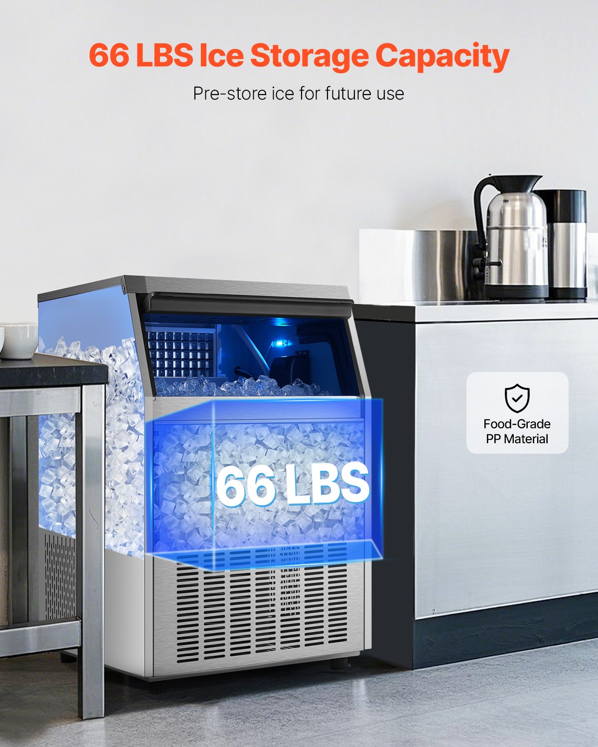 VEVOR Commercial Ice Maker Freestanding Cabinet Machine 160lbs/24H 80 Ice Cubes 