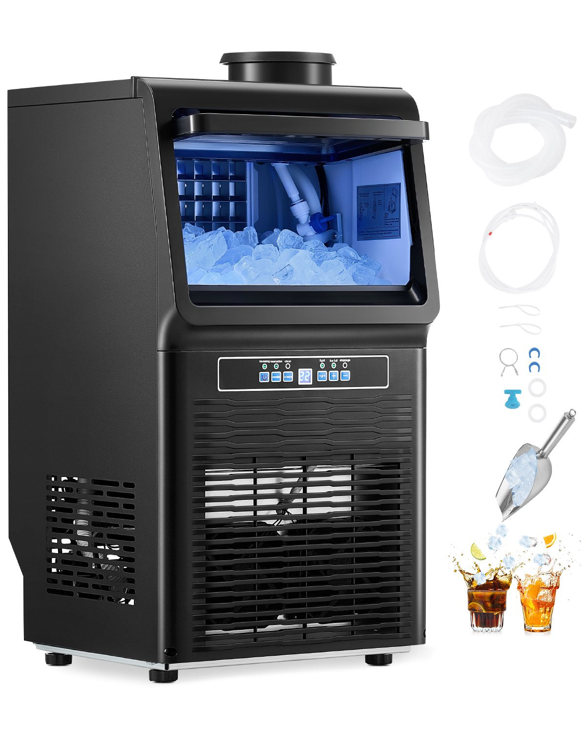 VEVOR Commercial Ice Maker Freestanding Cabinet Machine 70lbs/24H 36 Ice Cubes 