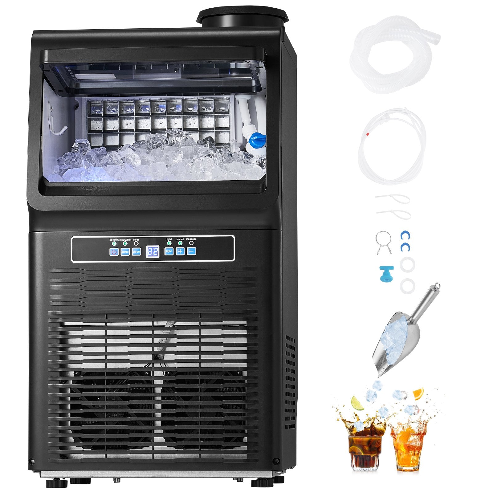 VEVOR Commercial Ice Maker Freestanding Cabinet Machine 70lbs/24H 36 Ice Cubes 