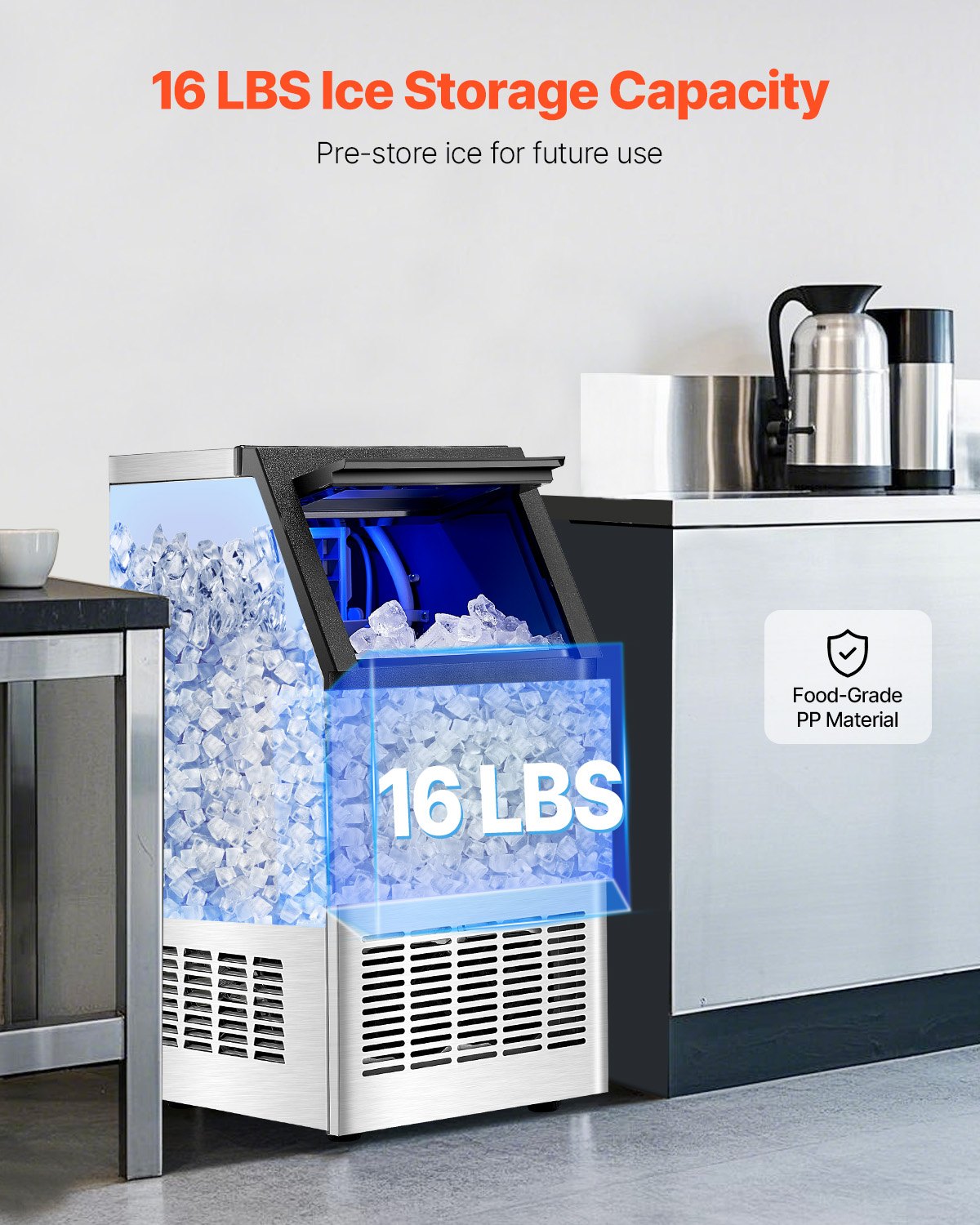 VEVOR Commercial Ice Maker Freestanding Cabinet Machine 100lbs/24H 36 Ice Cubes 