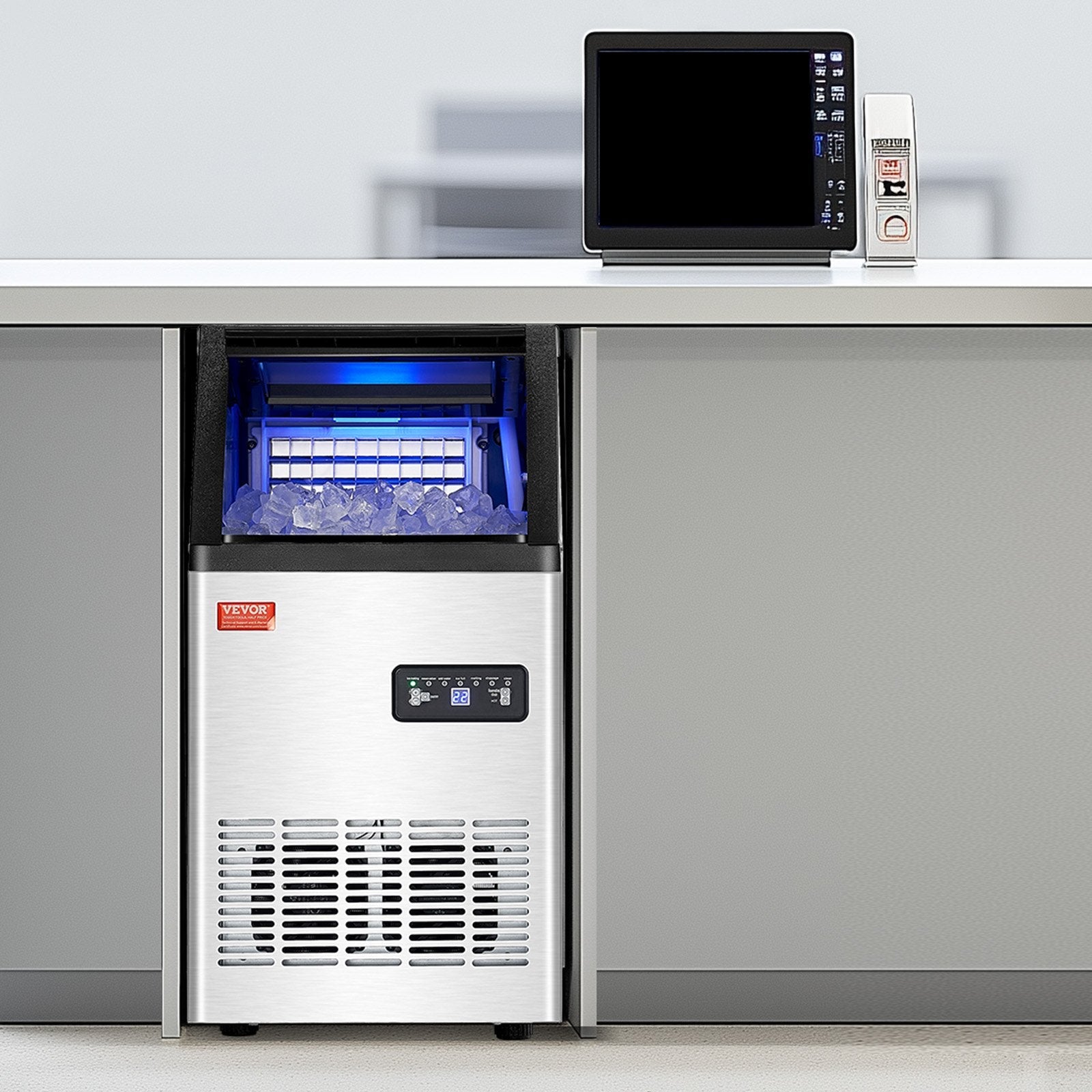 VEVOR Commercial Ice Maker Freestanding Cabinet Machine 100lbs/24H 36 Ice Cubes 