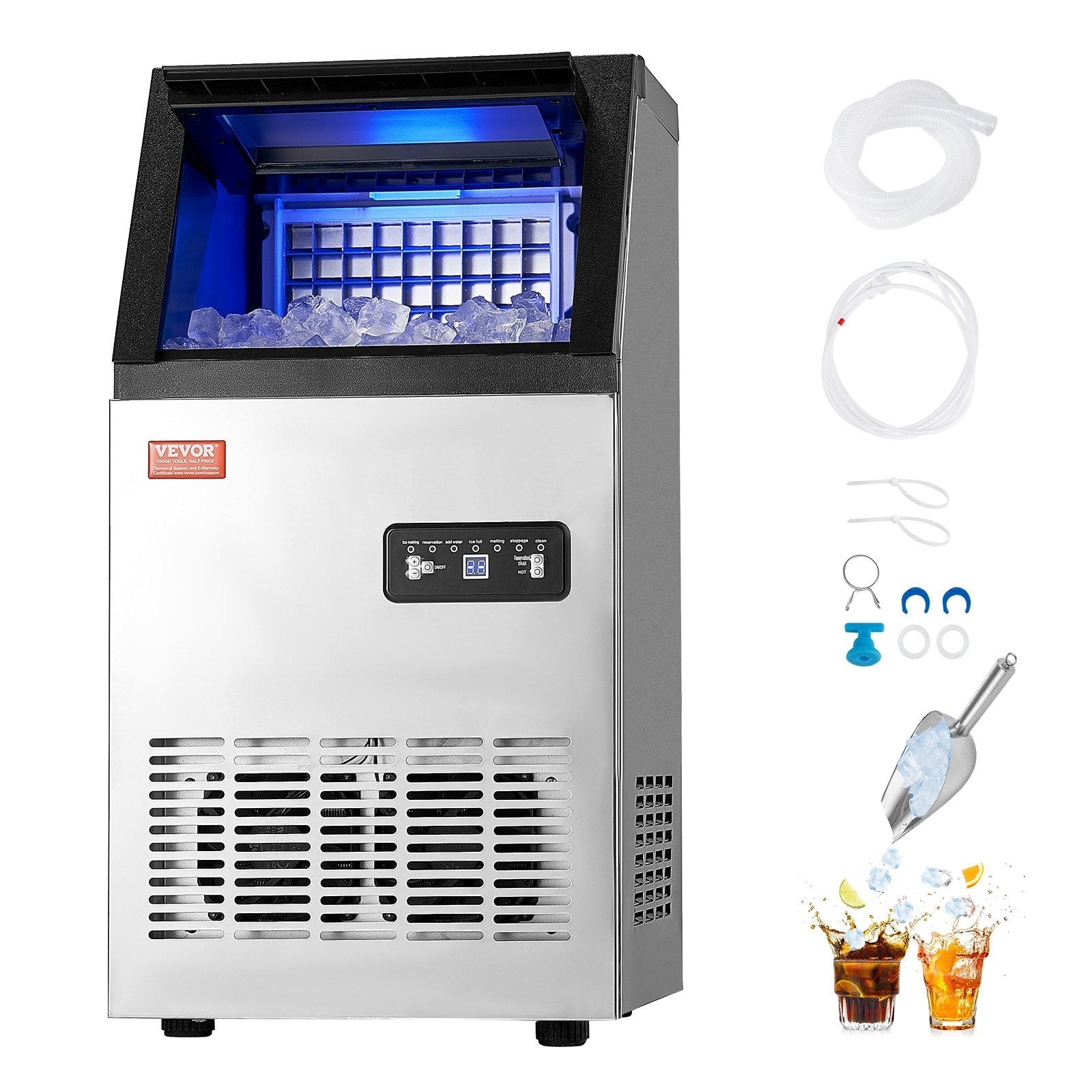 VEVOR Commercial Ice Maker Freestanding Cabinet Machine 100lbs/24H 36 Ice Cubes 
