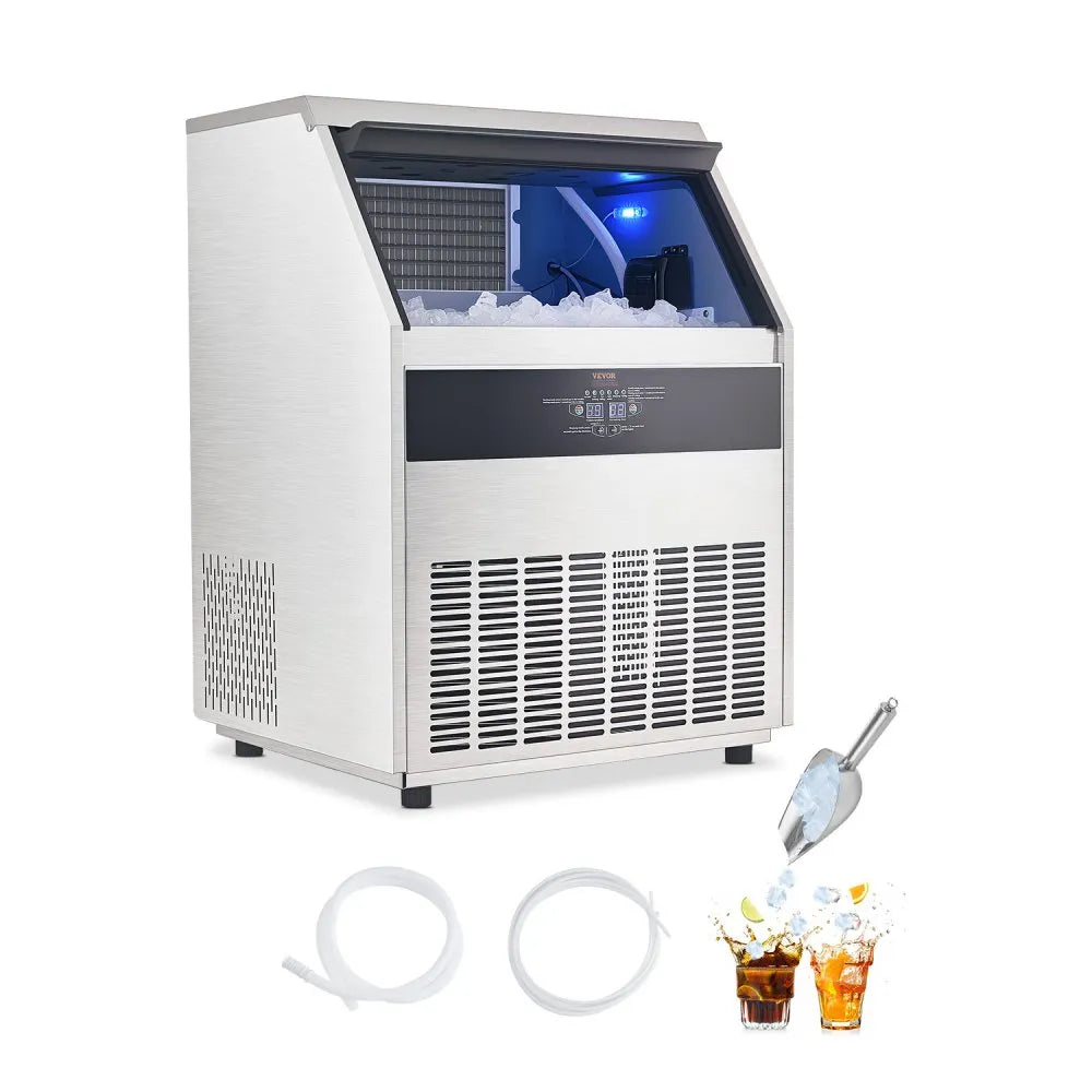 VEVOR 300lbs/24H Commercial Ice Maker, 126 Ice Cubes in 15 Minutes, Freestanding Ice Maker Machine with 88lbs Large Storage Capacity for Bar Office Restaurant, with LED Digital Display & Self-Cleaning 