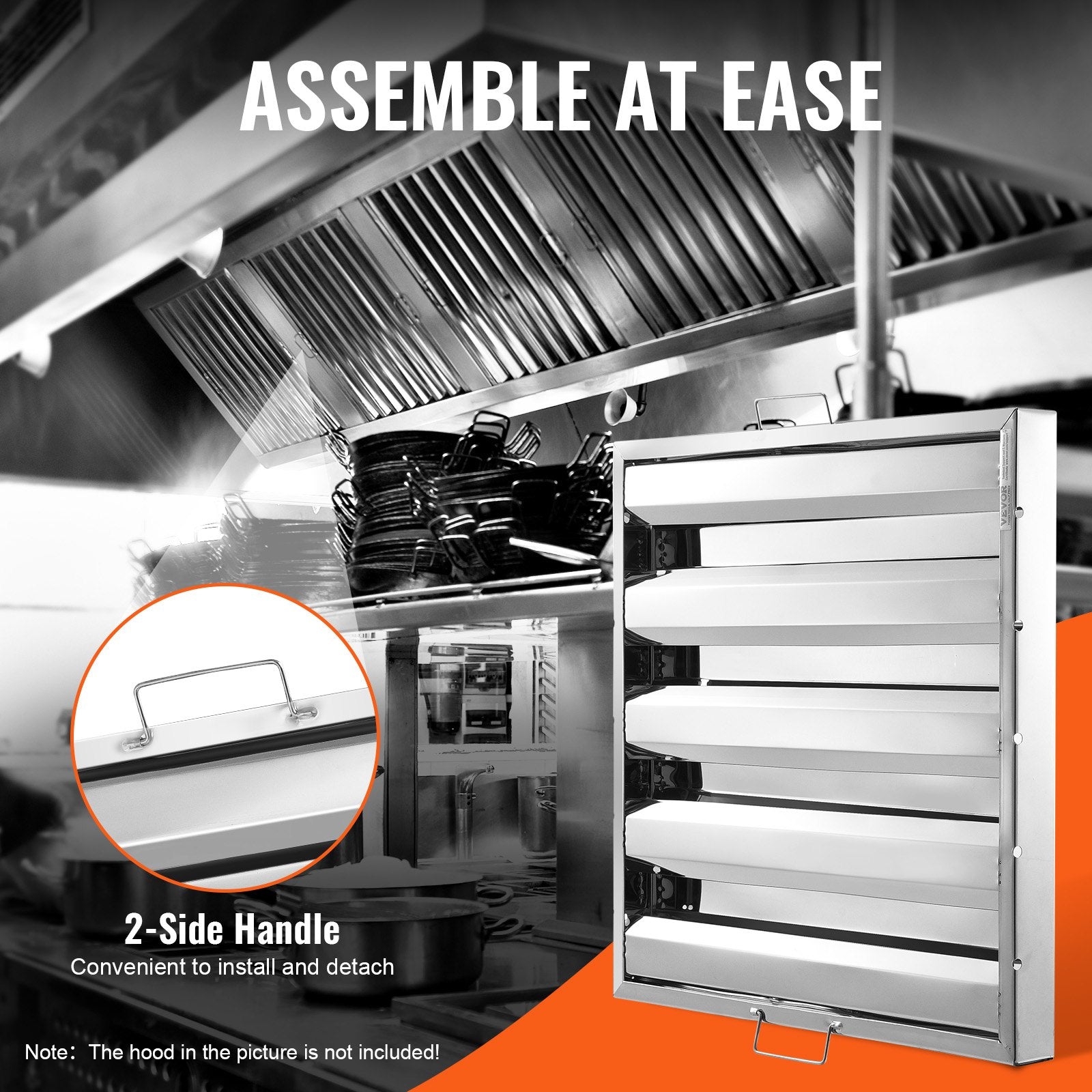 VEVOR 19.5Wx19.5H Inch Commercial Hood Filter Range Hood Baffle Stainless Steel 