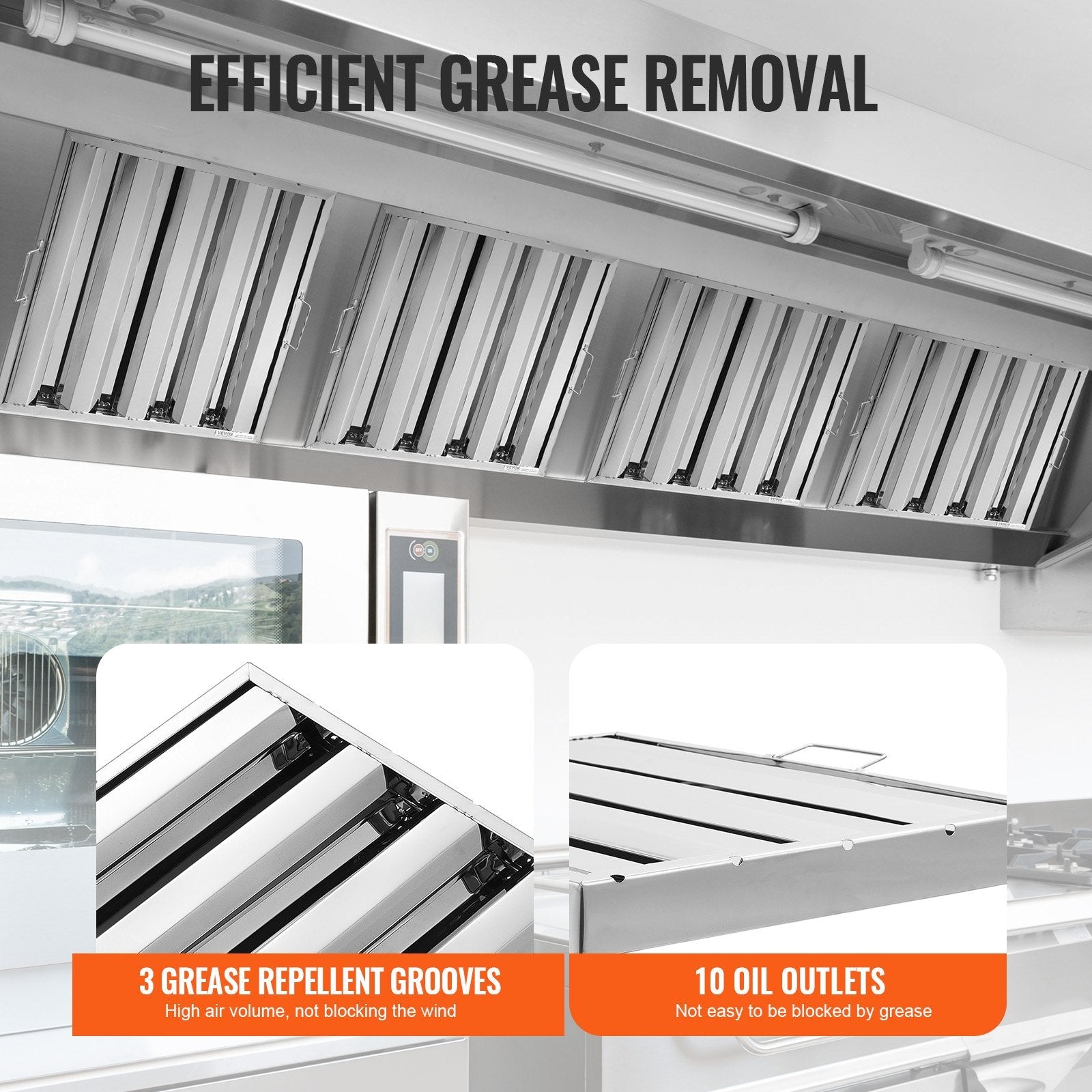 VEVOR 19.5Wx19.5H Inch Commercial Hood Filter Range Hood Baffle Stainless Steel 