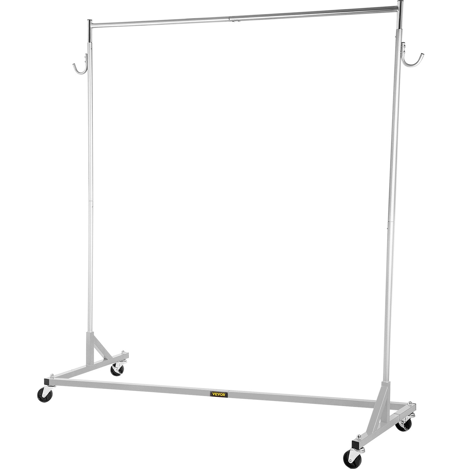 VEVOR Z Rack, Industrial Grade Z Base Garment Rack, Height Adjustable Rolling Z Garment Rack, Sturdy Steel Z Base Clothing Rack w/ Lockable Casters for Home Garment Store Display Commercial Use Silver 
