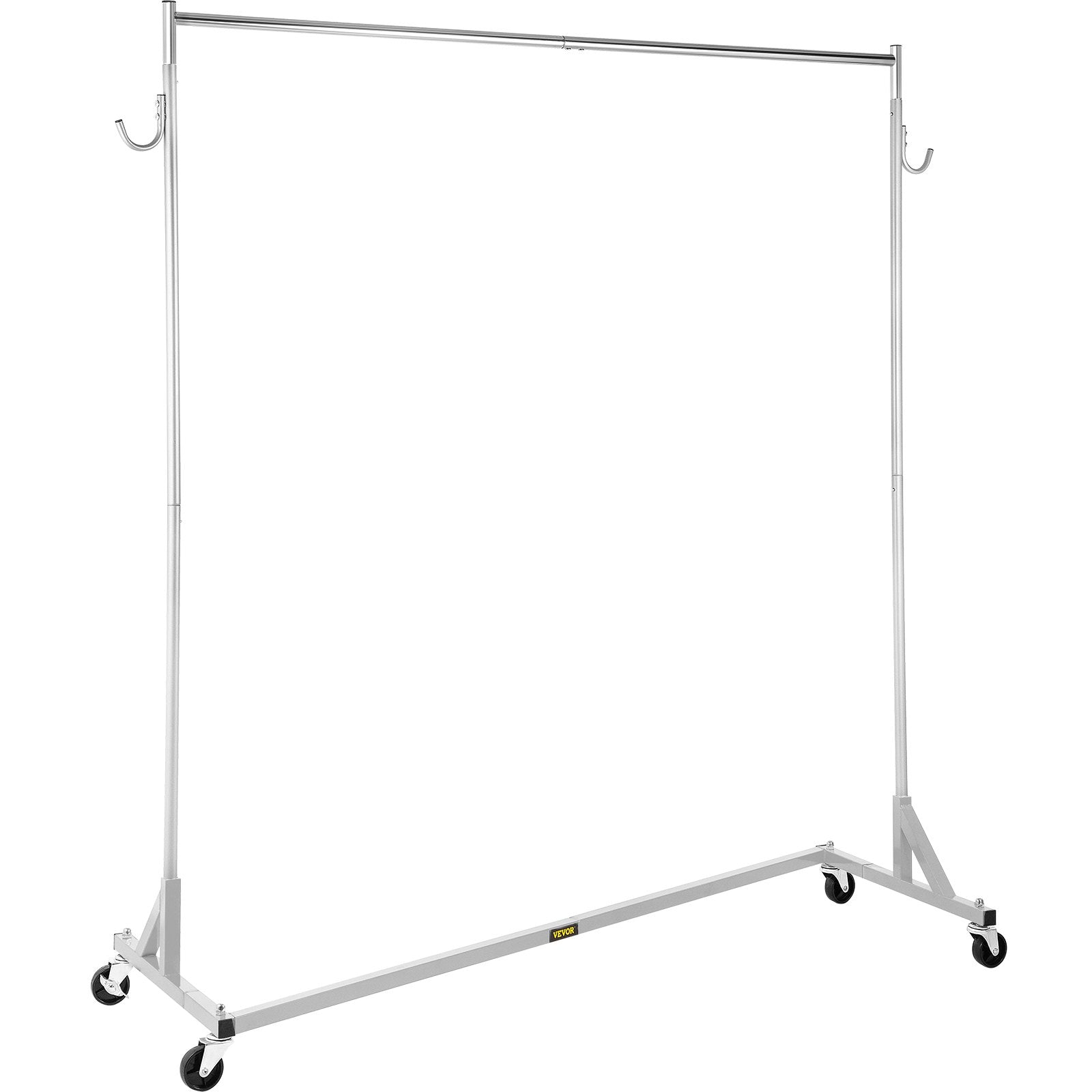 VEVOR Z Rack, Industrial Grade Z Base Garment Rack, Height Adjustable Rolling Z Garment Rack, Sturdy Steel Z Base Clothing Rack w/ Lockable Casters for Home Garment Store Display Commercial Use Silver 