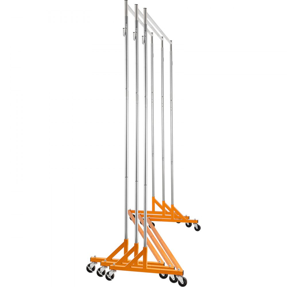 VEVOR Z Rack, Industrial Grade Z Base Garment Rack, Height Adjustable Rolling Z Garment Rack, Sturdy Steel Z Base Clothing Rack w/ Lockable Casters, for Home Clothing Store Display Orange (3 Sets) 
