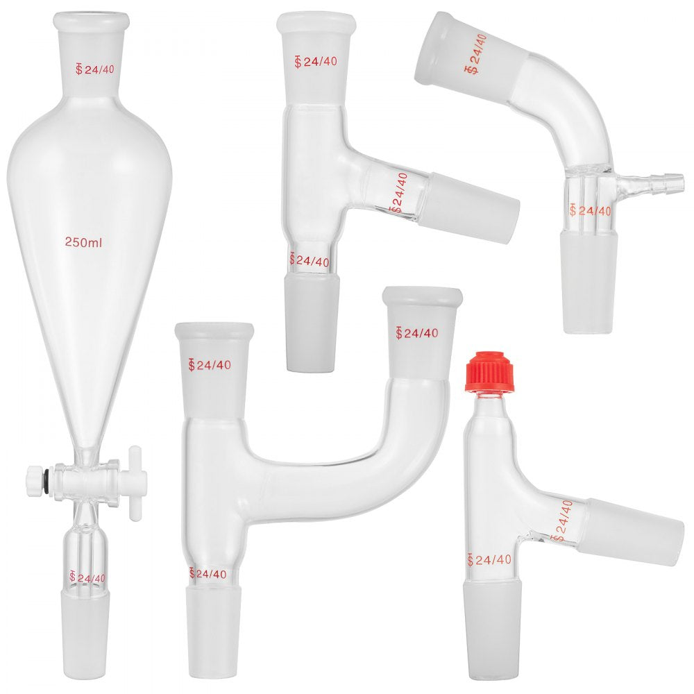 VEVOR New Laboratory Glassware 24/40 Chemistry Glassware 29PCS Chemistry Lab Glassware Kit 250 1000ml for Distillations Separation Purification Synthesis 