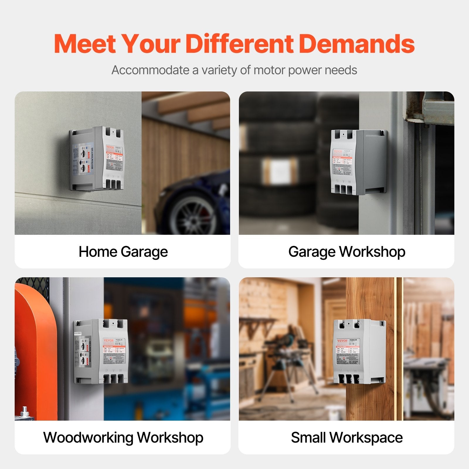 VEVOR 3 Phase Converter 2HP 7A 220V Single to 3 Phase 220V-240V Input/Output 