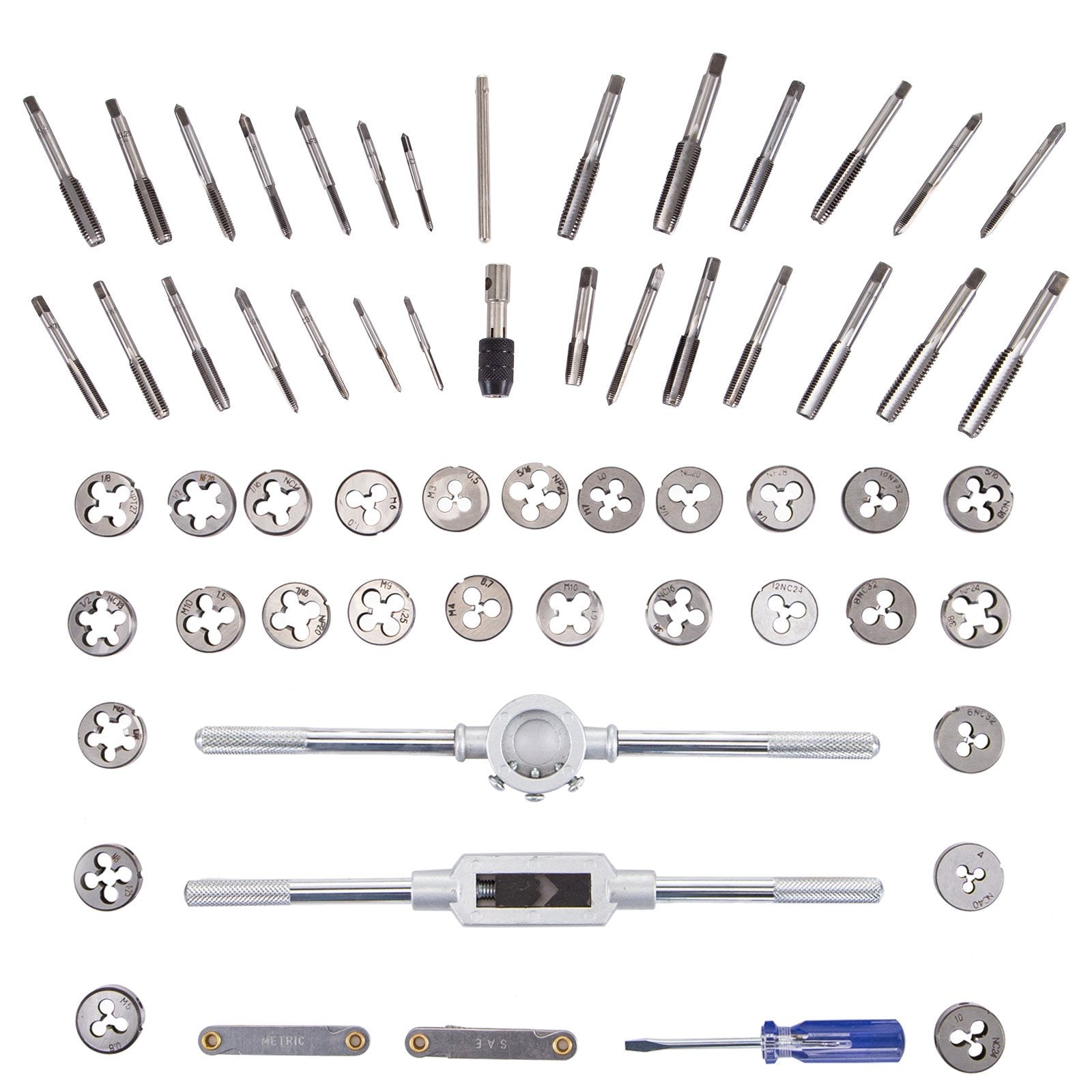 VEVOR Tap and Die Set, 60 PC Tap Set Metric and SAE with Storage Case, Carbon Steel Internal and External Tap and Die Set Metric and Standard, Used for Create New Threads or Repair Damaged Threads 