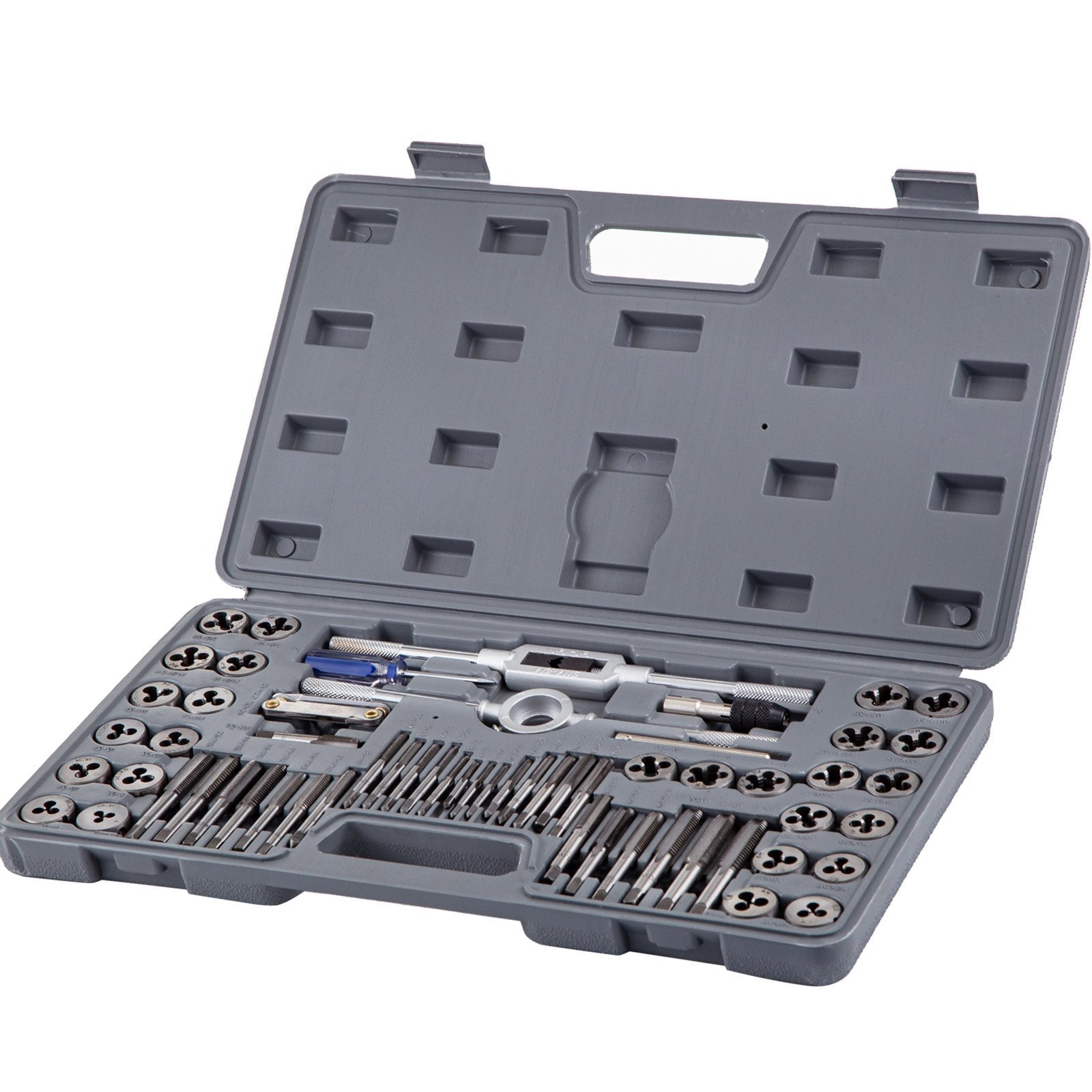 VEVOR Tap and Die Set, 60 PC Tap Set Metric and SAE with Storage Case, Carbon Steel Internal and External Tap and Die Set Metric and Standard, Used for Create New Threads or Repair Damaged Threads 