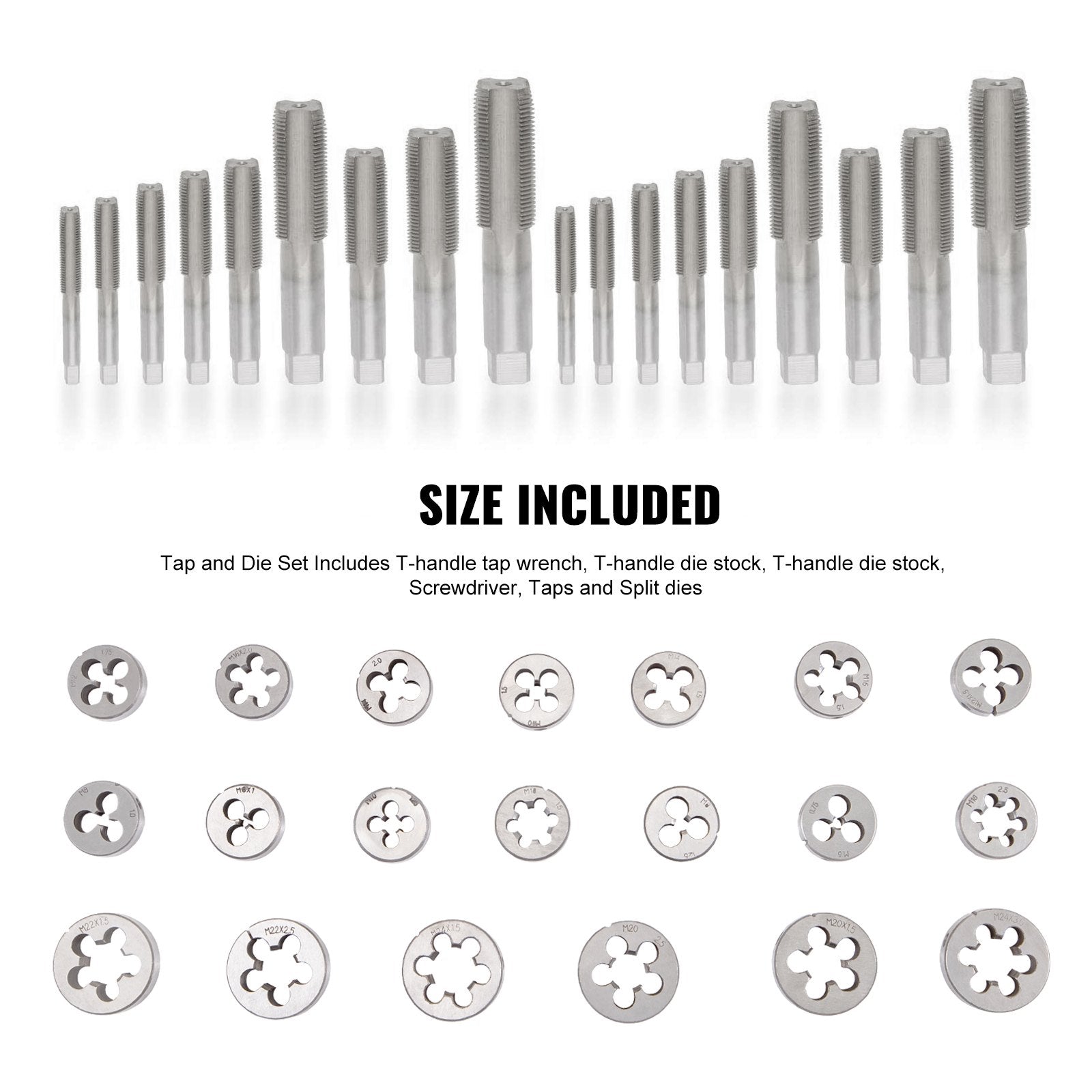 VEVOR Tap and Die Set, 60 PC Tap Set Metric and SAE with Storage Case, Carbon Steel Internal and External Tap and Die Set Metric and Standard, Used for Create New Threads or Repair Damaged Threads 