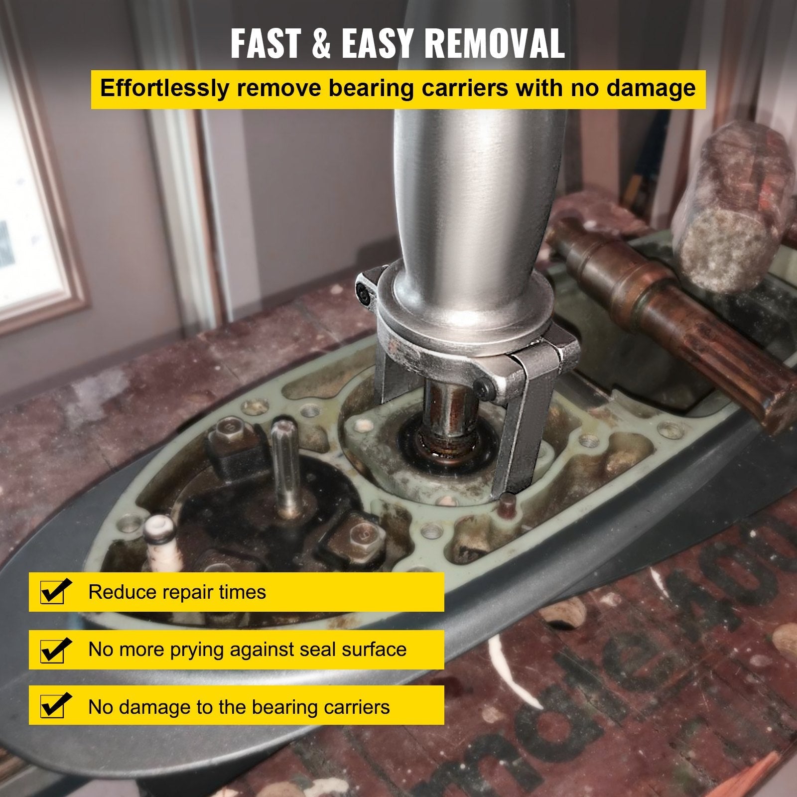 VEVOR Upper Bearing Carrier Puller, with MT0013 Drive Collar Shaft Adapter, Compatible with Yamaha, Johnson, Evinrude, Honda, Mercury, Steel Marine Upper Bearing Puller for Carrier Bearing Removing 