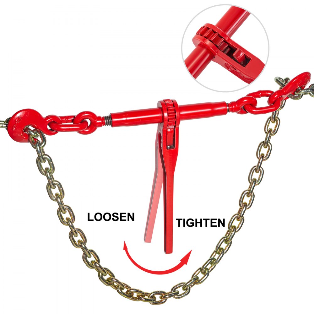 VEVOR Chain and Binder Kit 3/8in-1/2in, Ratchet Load Binders 9215lbs Working Strength, Ratchet Binders and Chains, 3/8in x 10ft Chains w/ G70 Hooks, for Truck, Tie Down, Hauling, Towing 