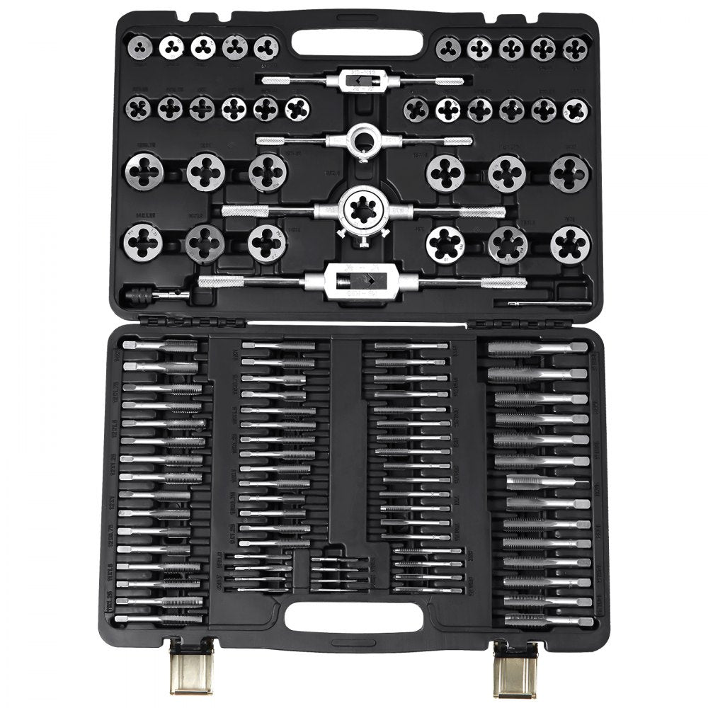 VEVOR Tap and Die Set, 110-Piece Include Metric Size M2 to M18, Bearing Steel Taps and Dies, Essential Threading Tool for Cutting External Internal Threads, with Complete Accessories and Storage Case 