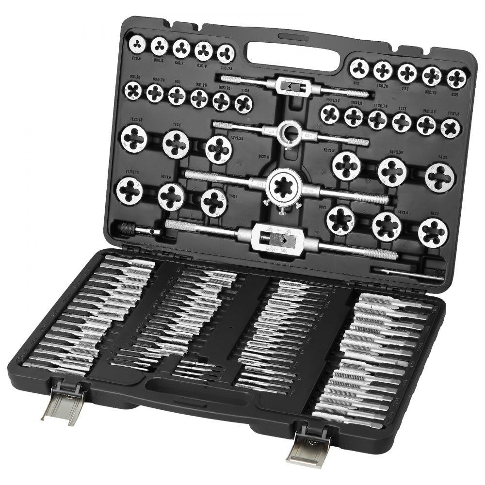VEVOR Tap and Die Set, 110-Piece Include Metric Size M2 to M18, Bearing Steel Taps and Dies, Essential Threading Tool for Cutting External Internal Threads, with Complete Accessories and Storage Case 