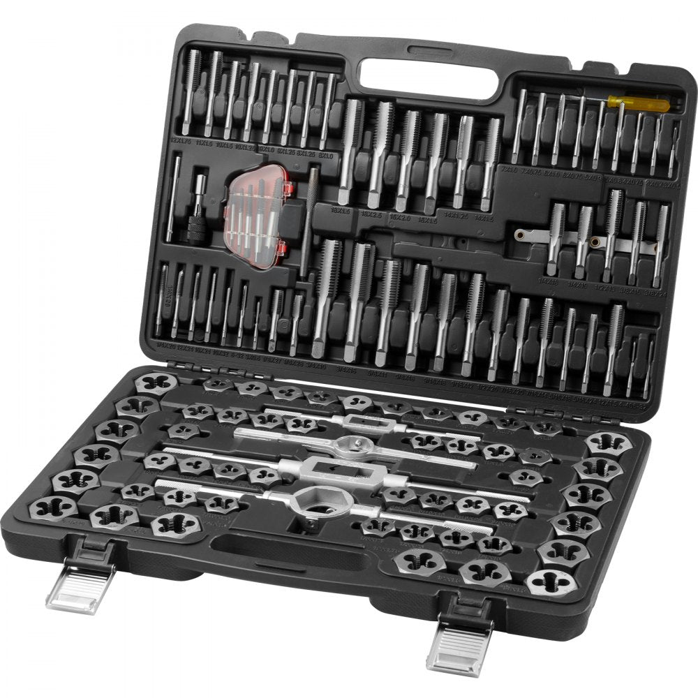 VEVOR Tap and Die Set, 116-Piece Include Metric and SAE Size, Bearing Steel Taps and Dies, Essential Threading Tool for Cutting External Internal Threads, with Complete Accessories and Storage Case 