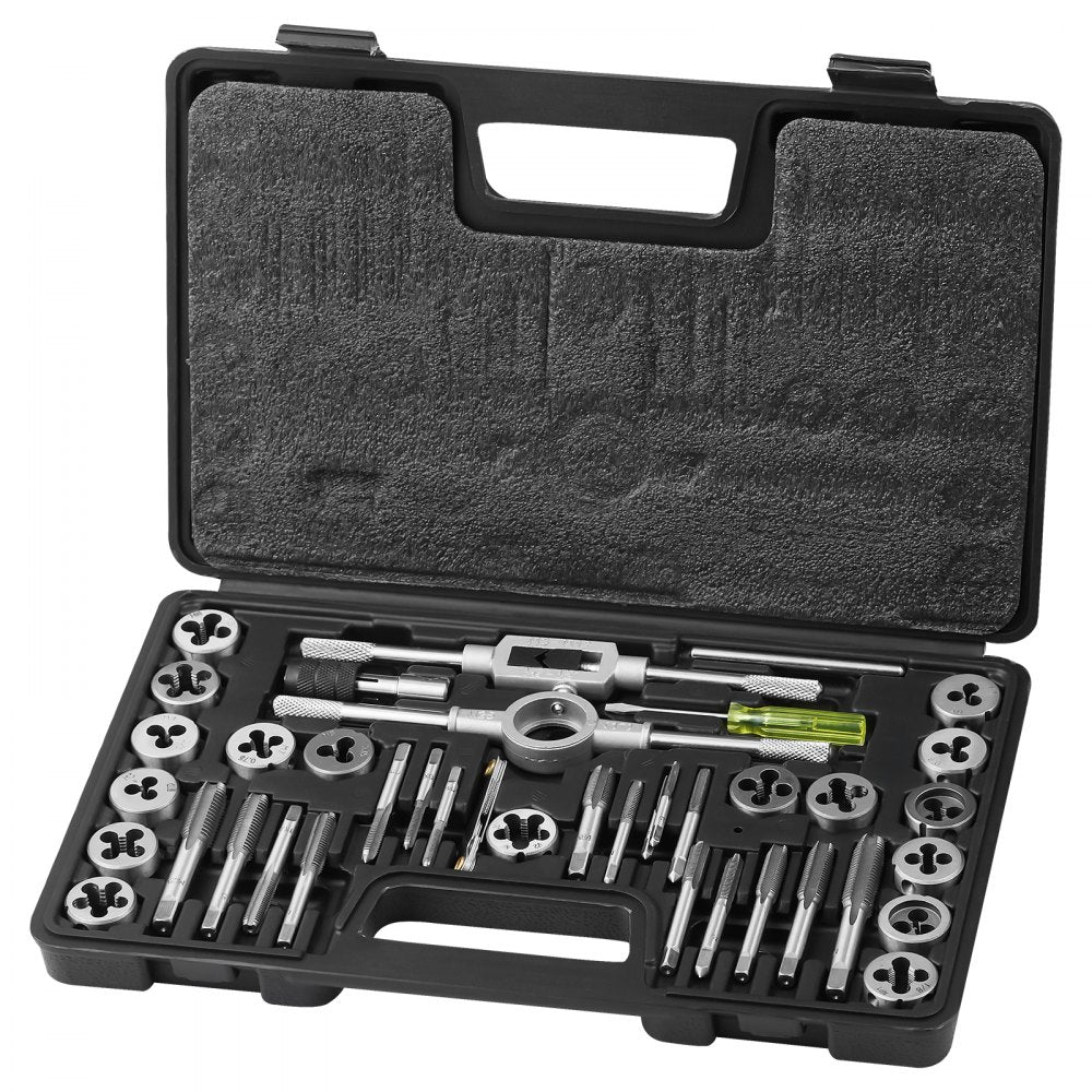 VEVOR Tap and Die Set, 40-Piece Include Metric Size M3 to M12, Bearing Steel Taps and Dies, Essential Threading Tool for Cutting External Internal Threads, with Complete Accessories and Storage Case 