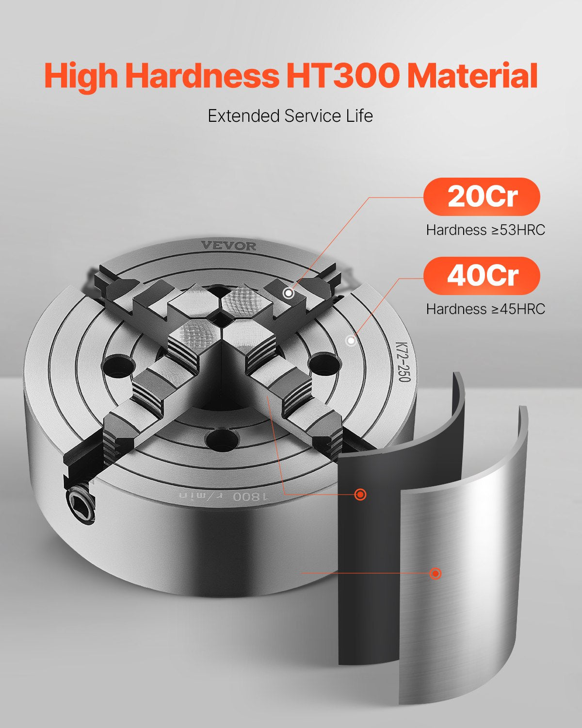 VEVOR 10 in 4-Jaw Self-Centering Lathe Chuck for Lathe Drilling Milling Machine 