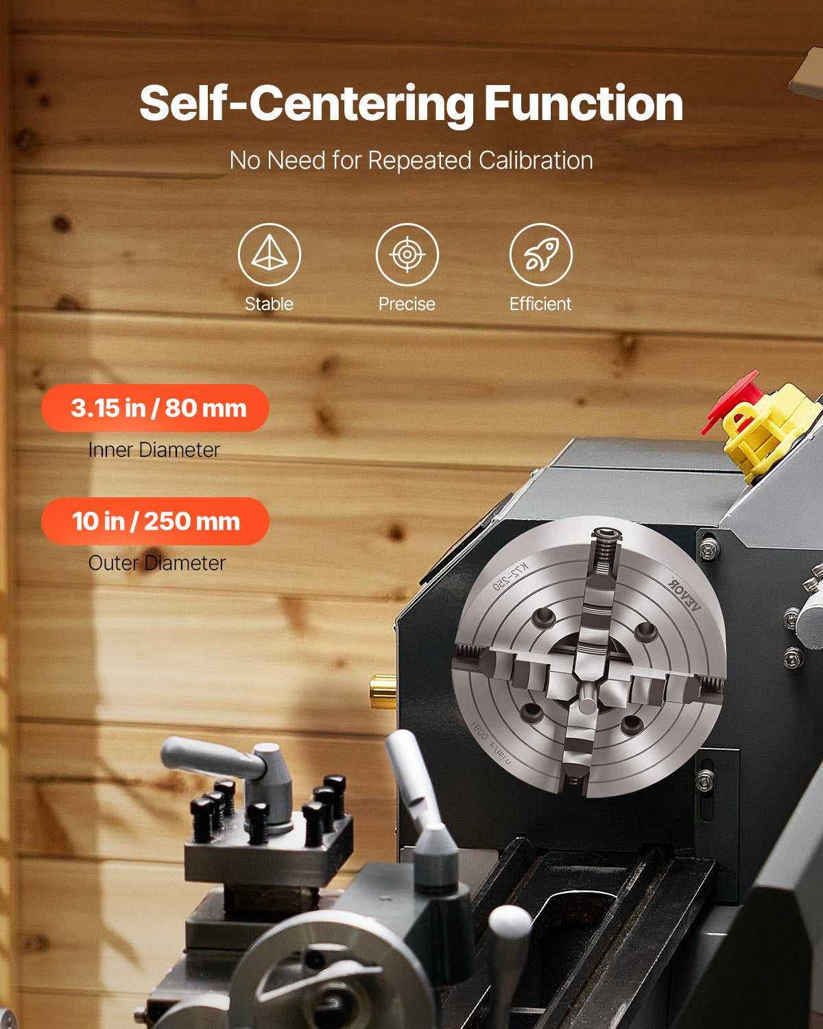 VEVOR 10 in 4-Jaw Self-Centering Lathe Chuck for Lathe Drilling Milling Machine 
