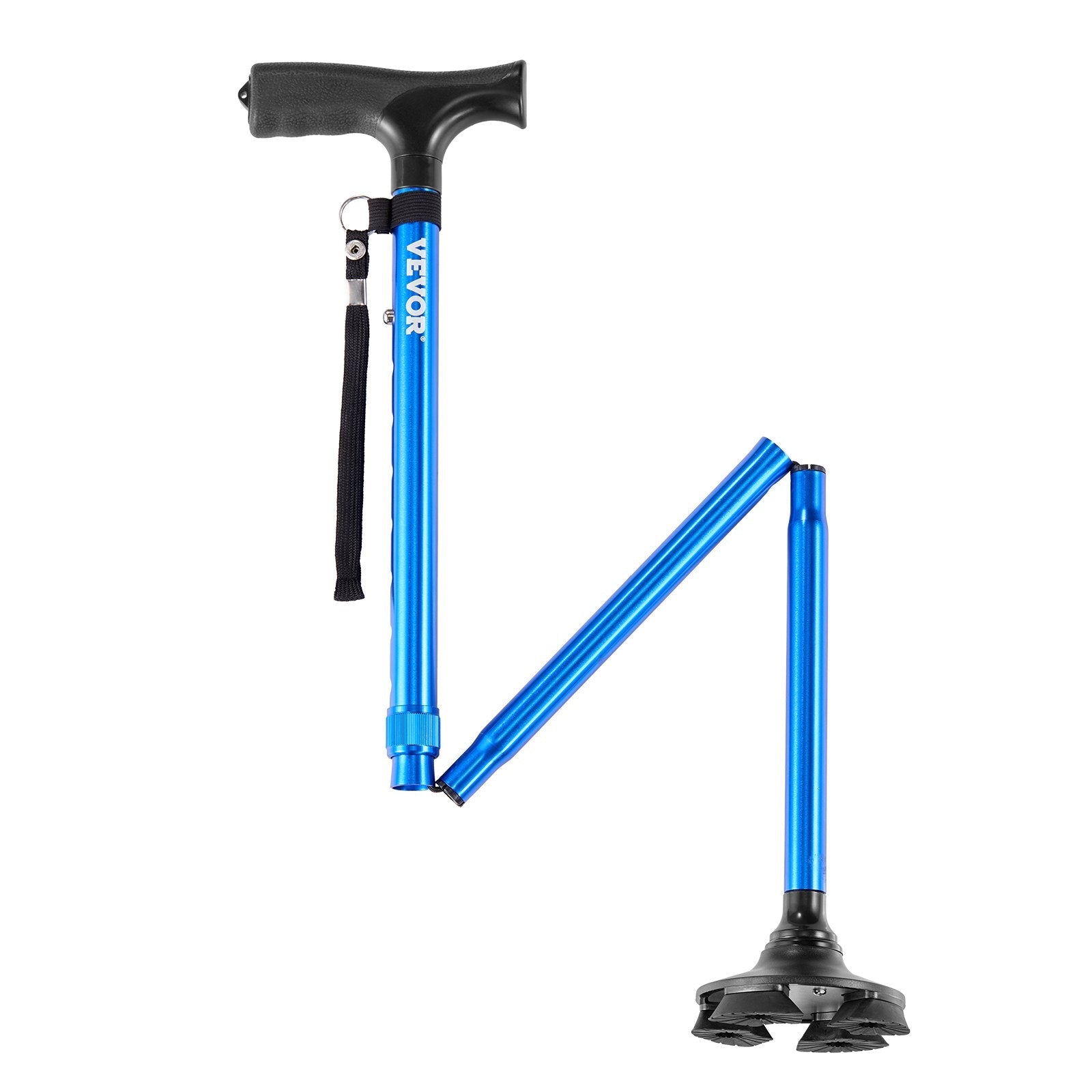 VEVOR Walking Cane Folding Walking Stick 8-Level Height 4-Pronged Pivoting Base 