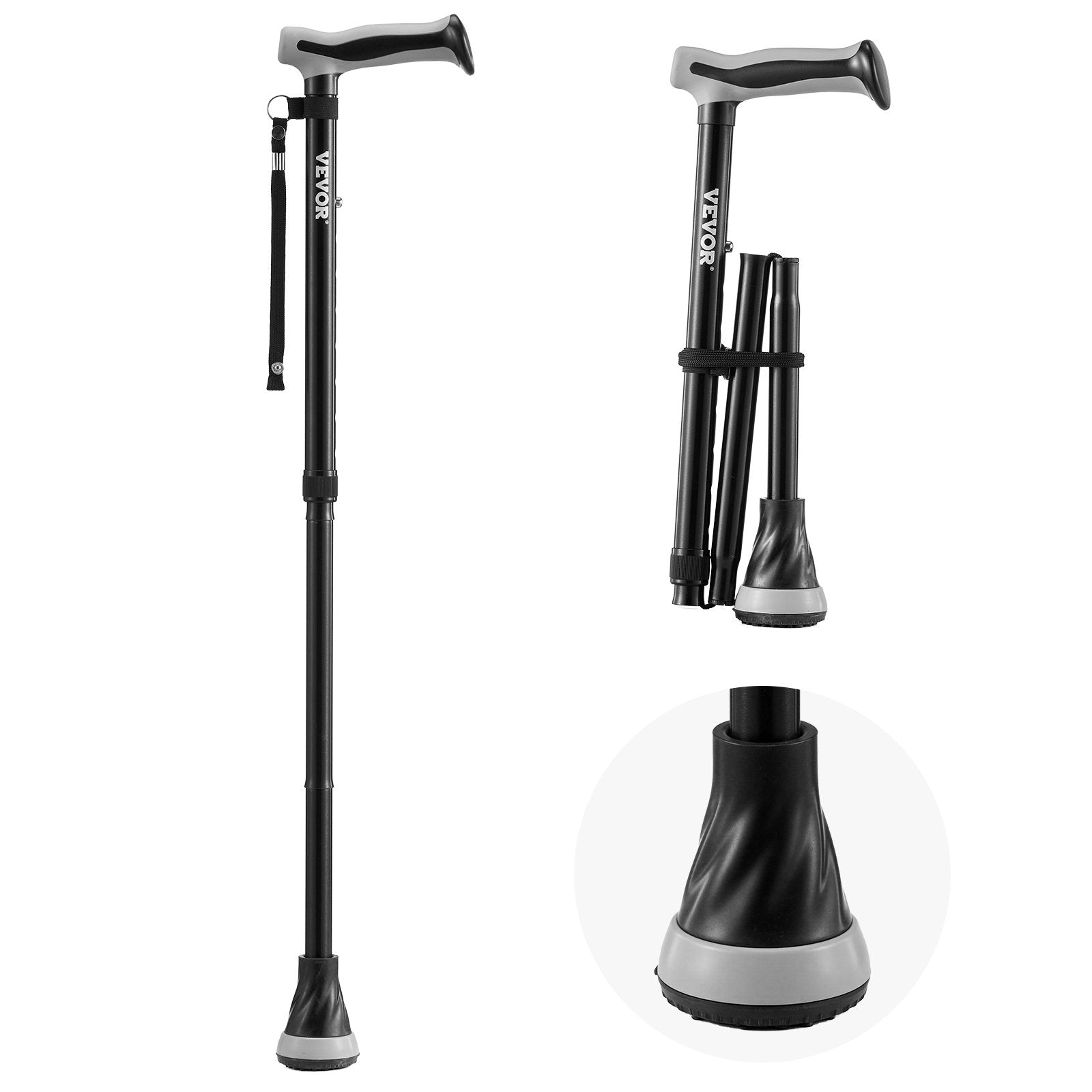 VEVOR Walking Cane for Man Woman Folding Walking Stick 8-Level Adjustable Height 
