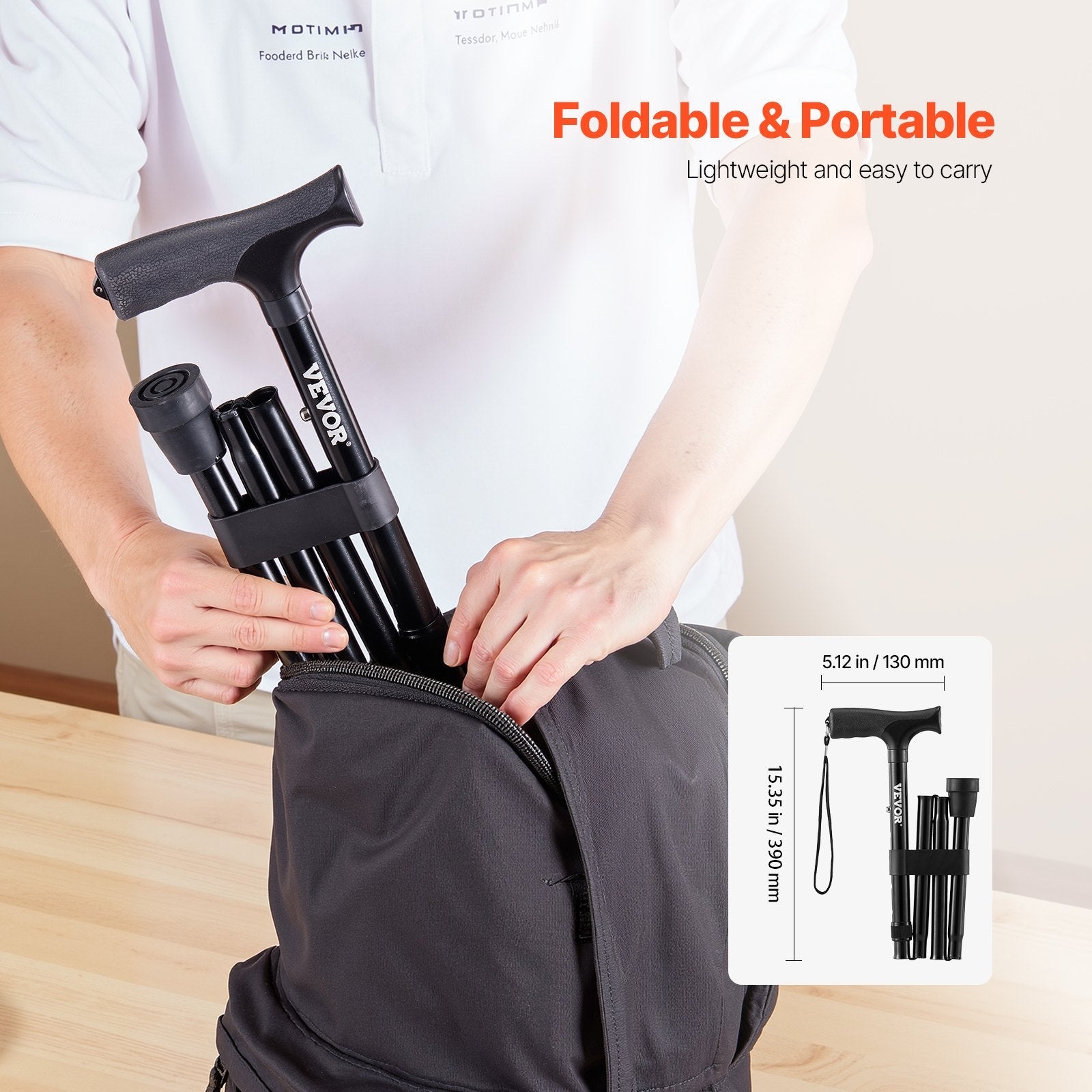VEVOR Walking Cane for Man Woman Folding Walking Stick 5-Level Adjustable Height 