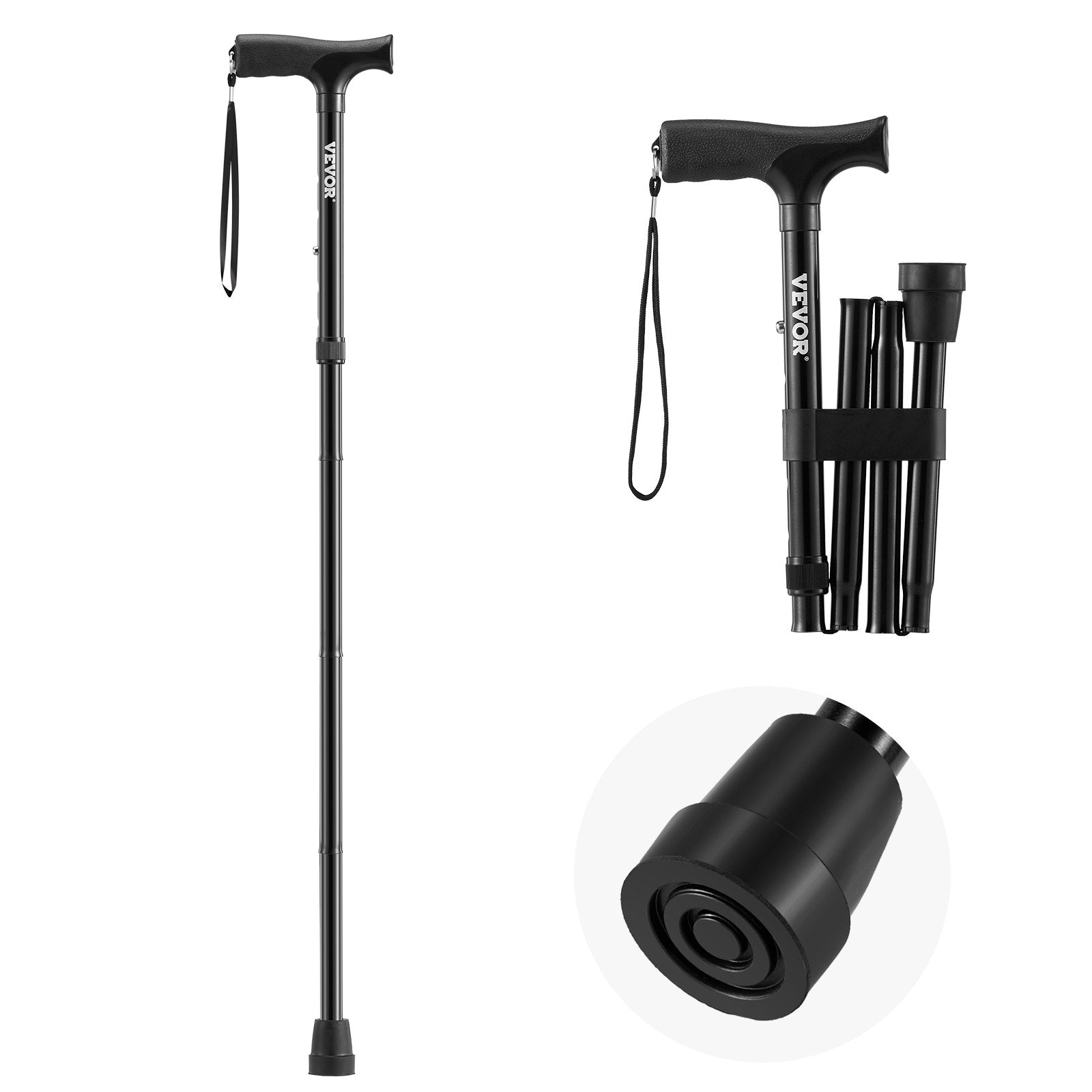 VEVOR Walking Cane for Man Woman Folding Walking Stick 5-Level Adjustable Height 