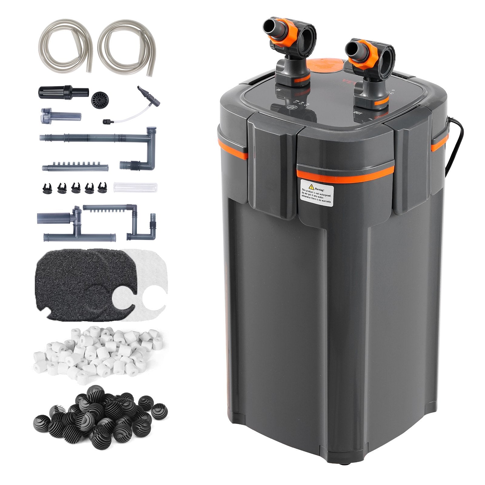VEVOR Aquarium Filter 264GPH, 3-Stage Canister Filter 75 Gallon, Ultra-Quiet Internal Aquarium Filter with UV Protection, Submersible Power Filter with Multiple Function for Fish Tanks, 11W 