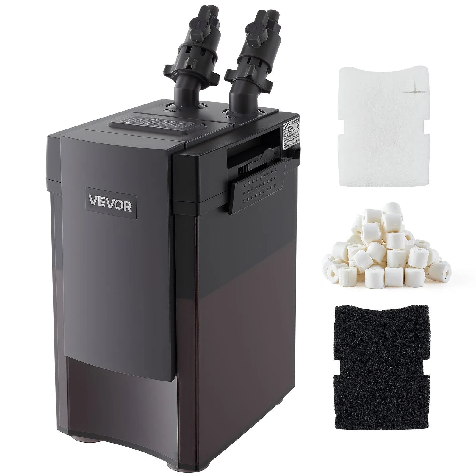 VEVOR 162.7GPH Canister Filter, 3-Stage External Aquarium Filter with Powerful Pump, Water Circulation Cleaning Machine with Media for Large Fish Tanks and Aquariums Up to 100 Gallons, for Freshwater 