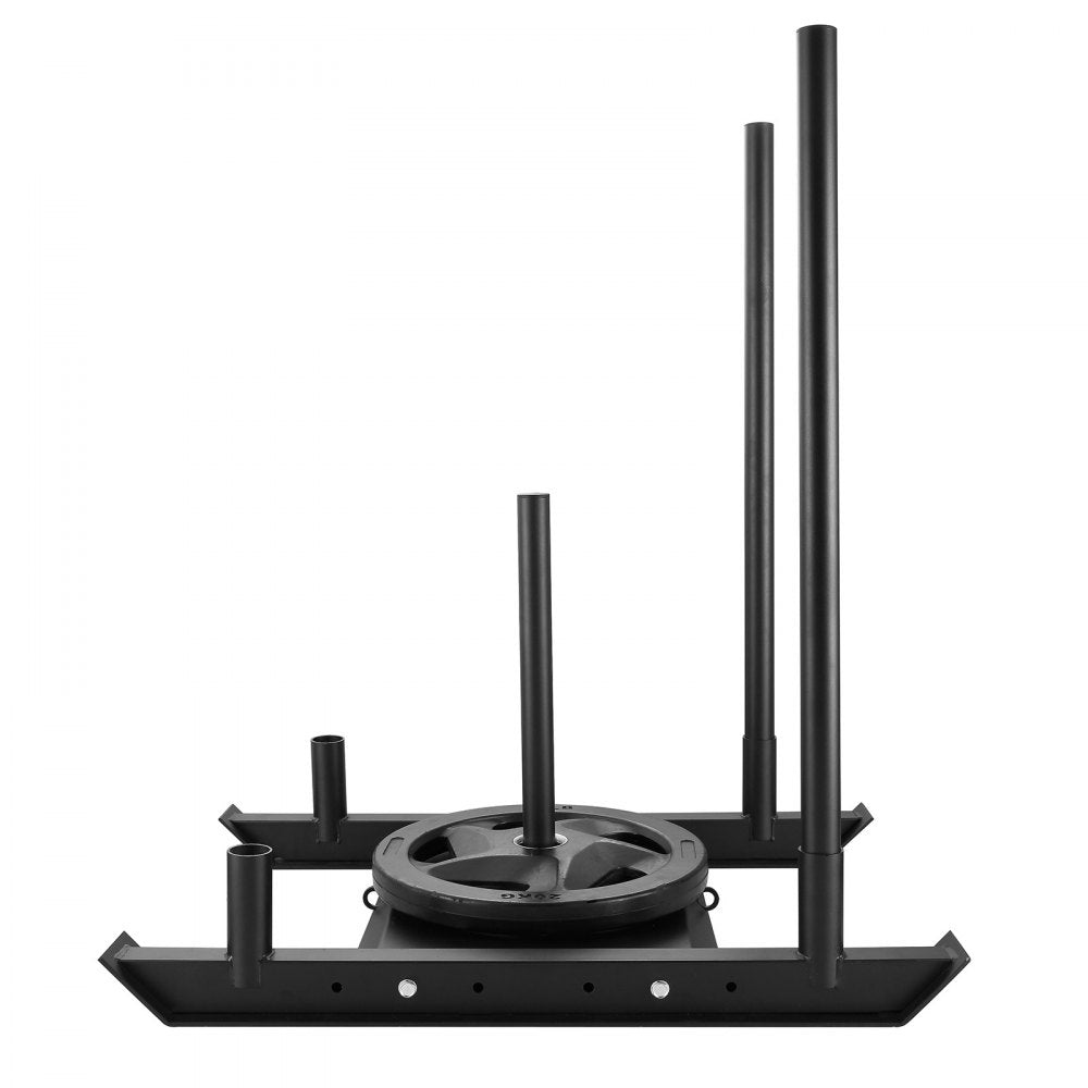 VEVOR Weight Training Sled, Pull Push Power Sled, Fitness Strength Resistance Training, Steel Workout Equipment for Athletic Exercise & Speed Improvement, Suitable for 2" Weight Plate, Black 