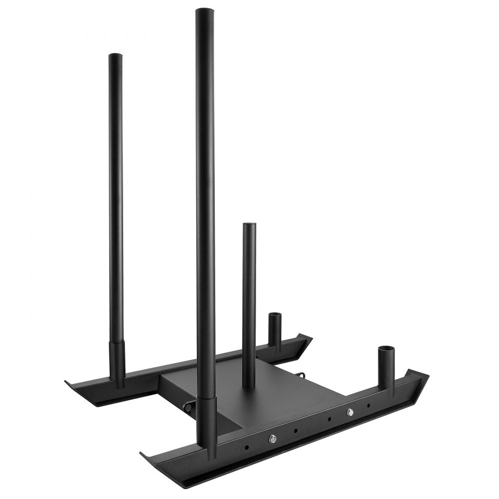 VEVOR Weight Training Sled, Pull Push Power Sled, Fitness Strength Resistance Training, Steel Workout Equipment for Athletic Exercise & Speed Improvement, Suitable for 2" Weight Plate, Black 